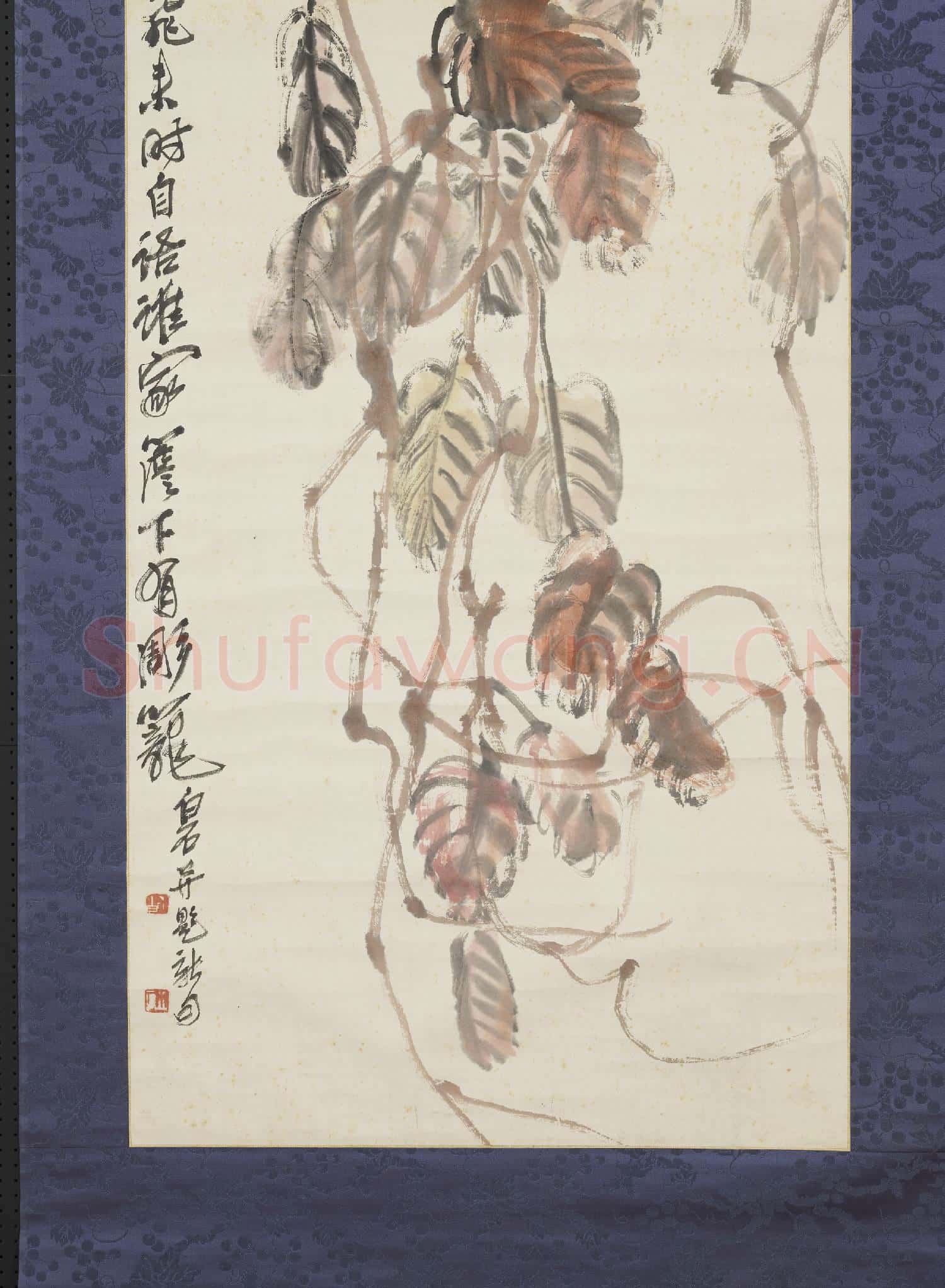 民國齊白石紅藤鸜鵒 軸