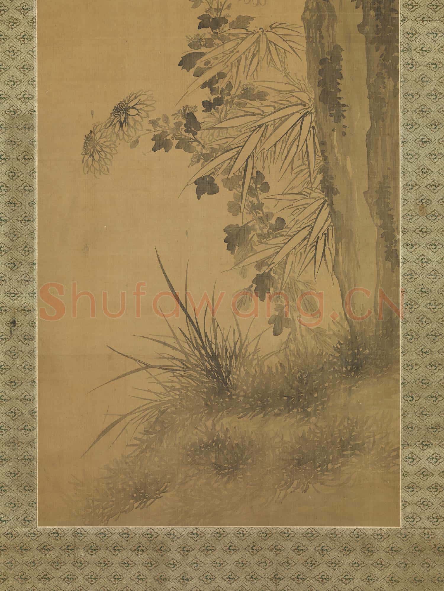 清夏大鼎松竹菊三清圖 軸