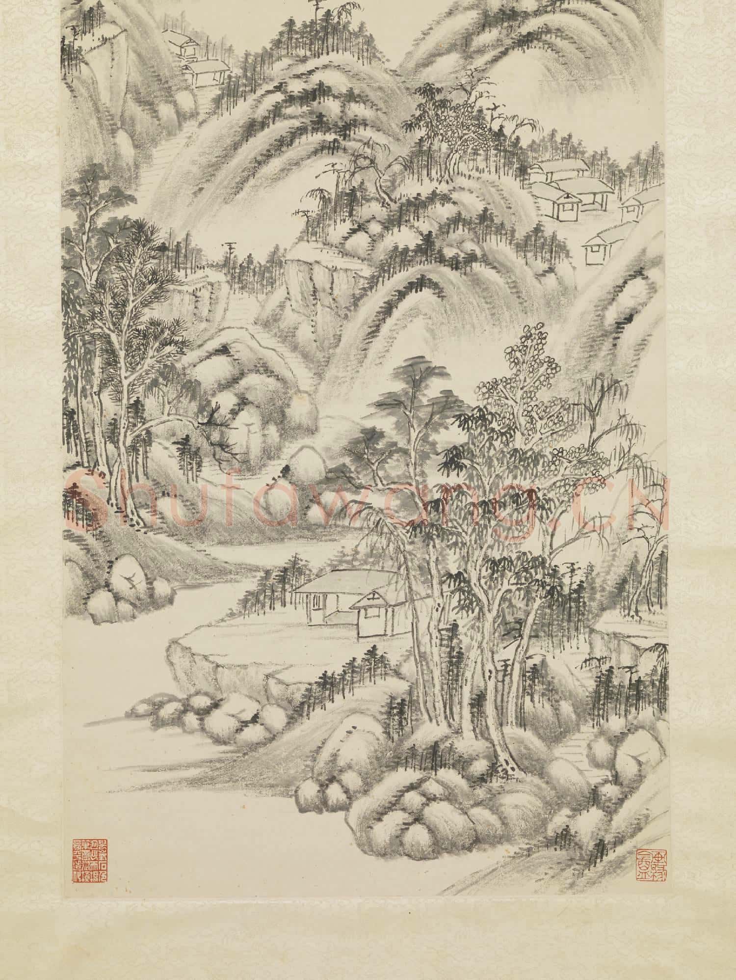 清秦祖永山水 軸