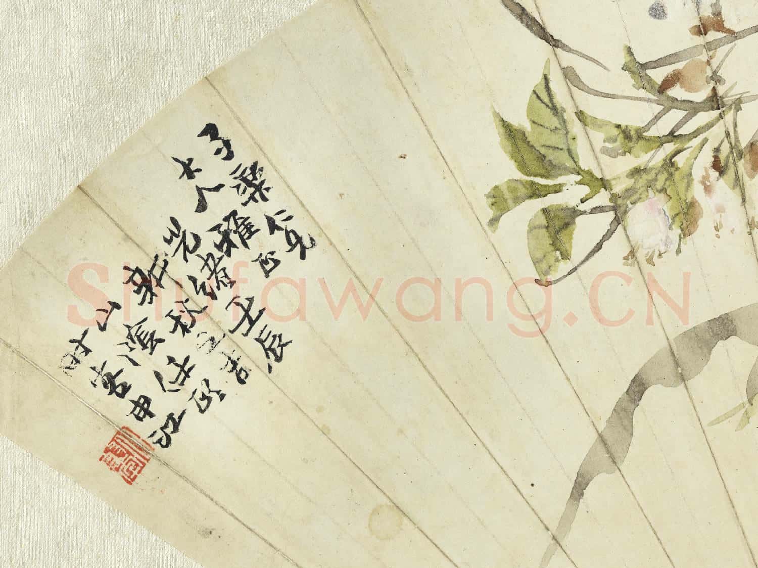 清任伯年花鳥扇面 單片