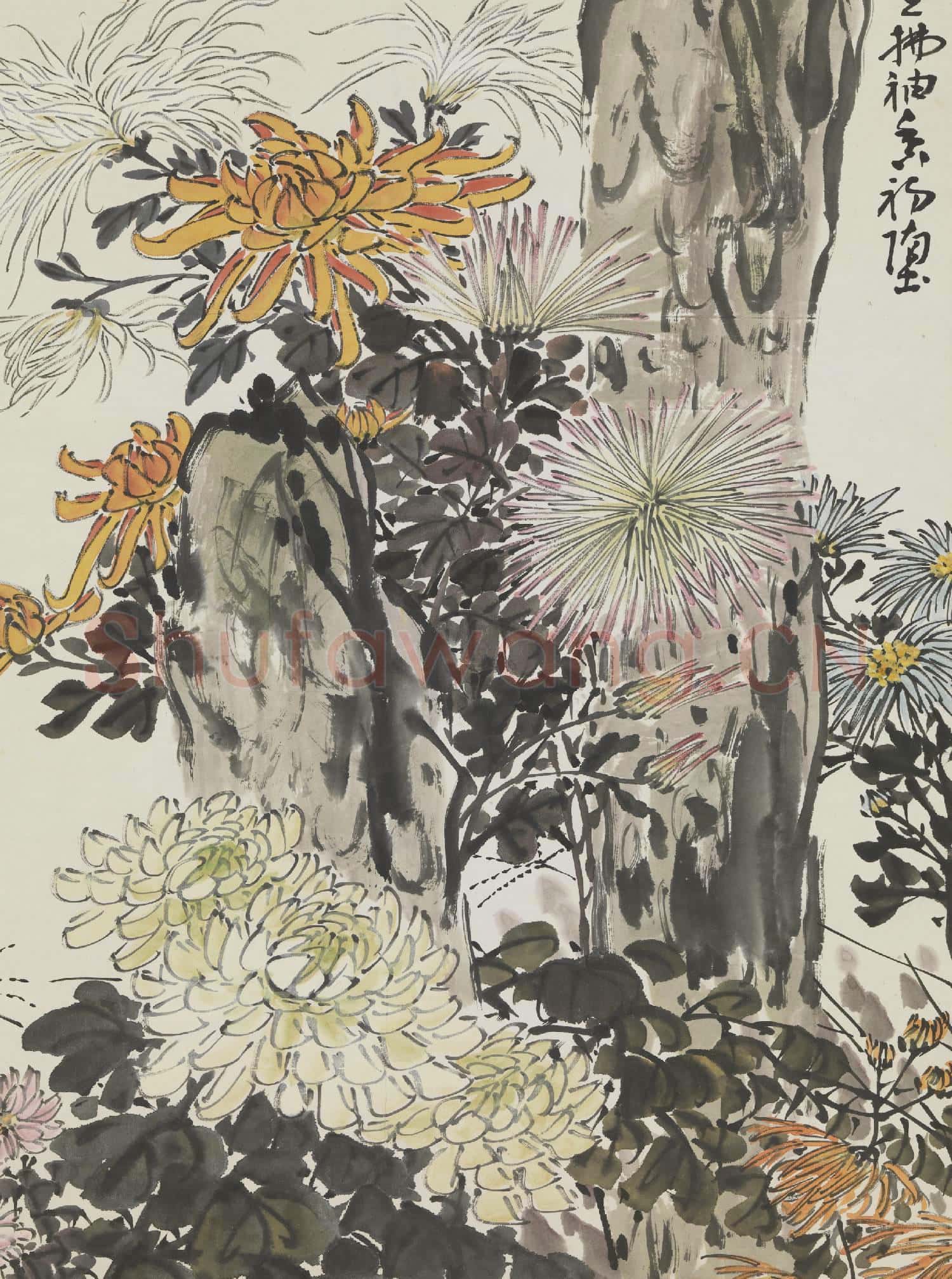 民國謝公展菊花 軸