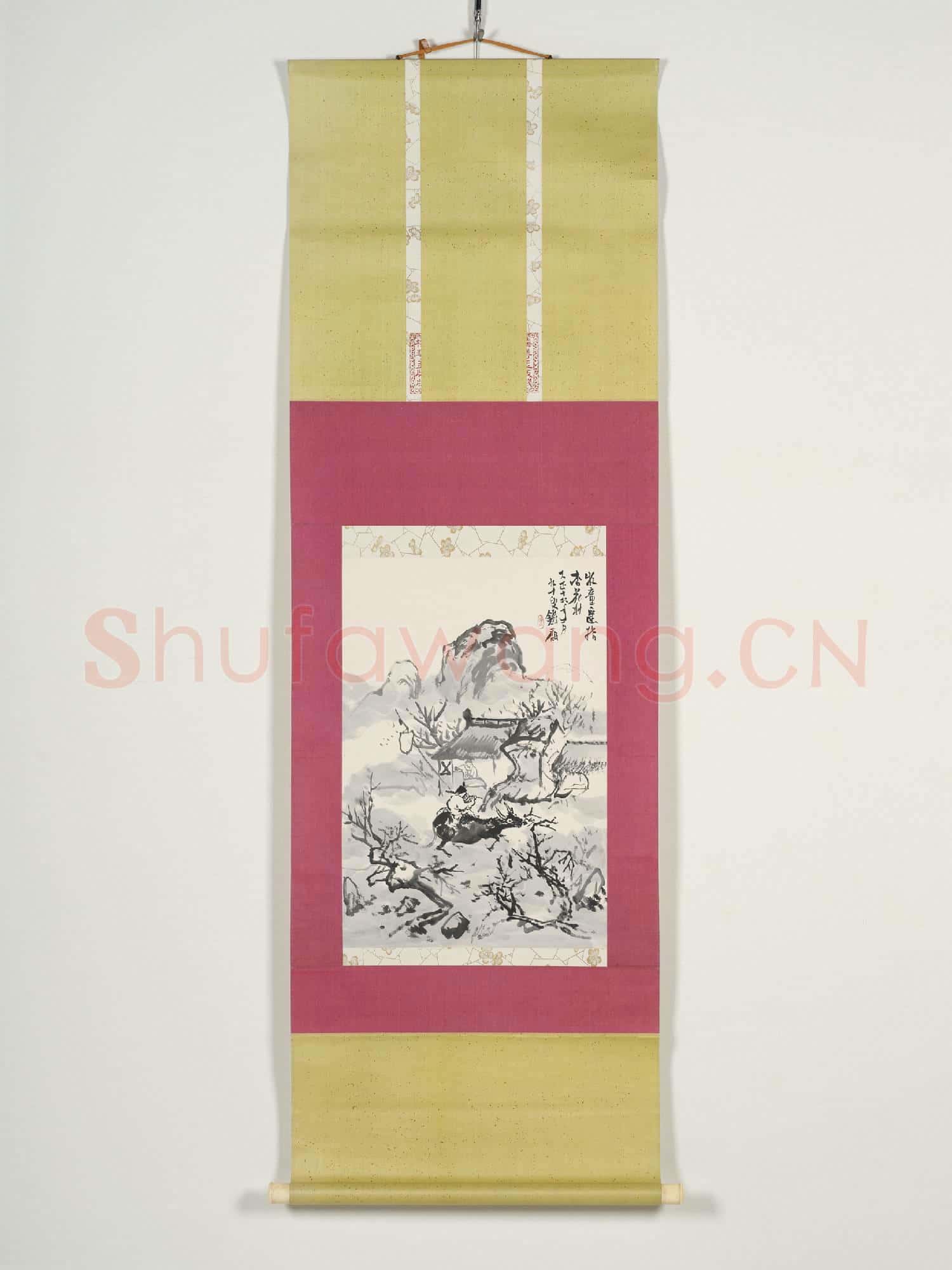日本 20世紀富岡鐵齋牧童騎牛圖 軸
