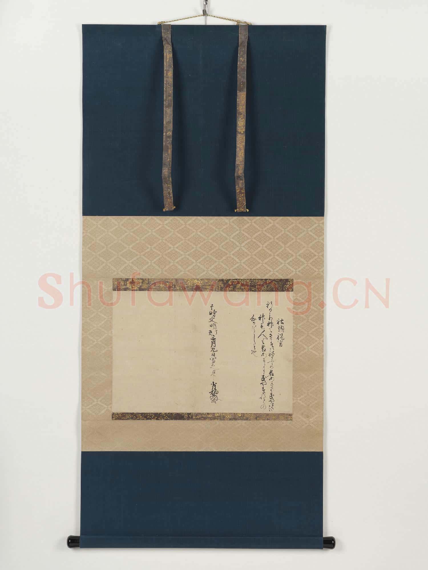 日本室町時代牡丹花肖柏和歌 軸
