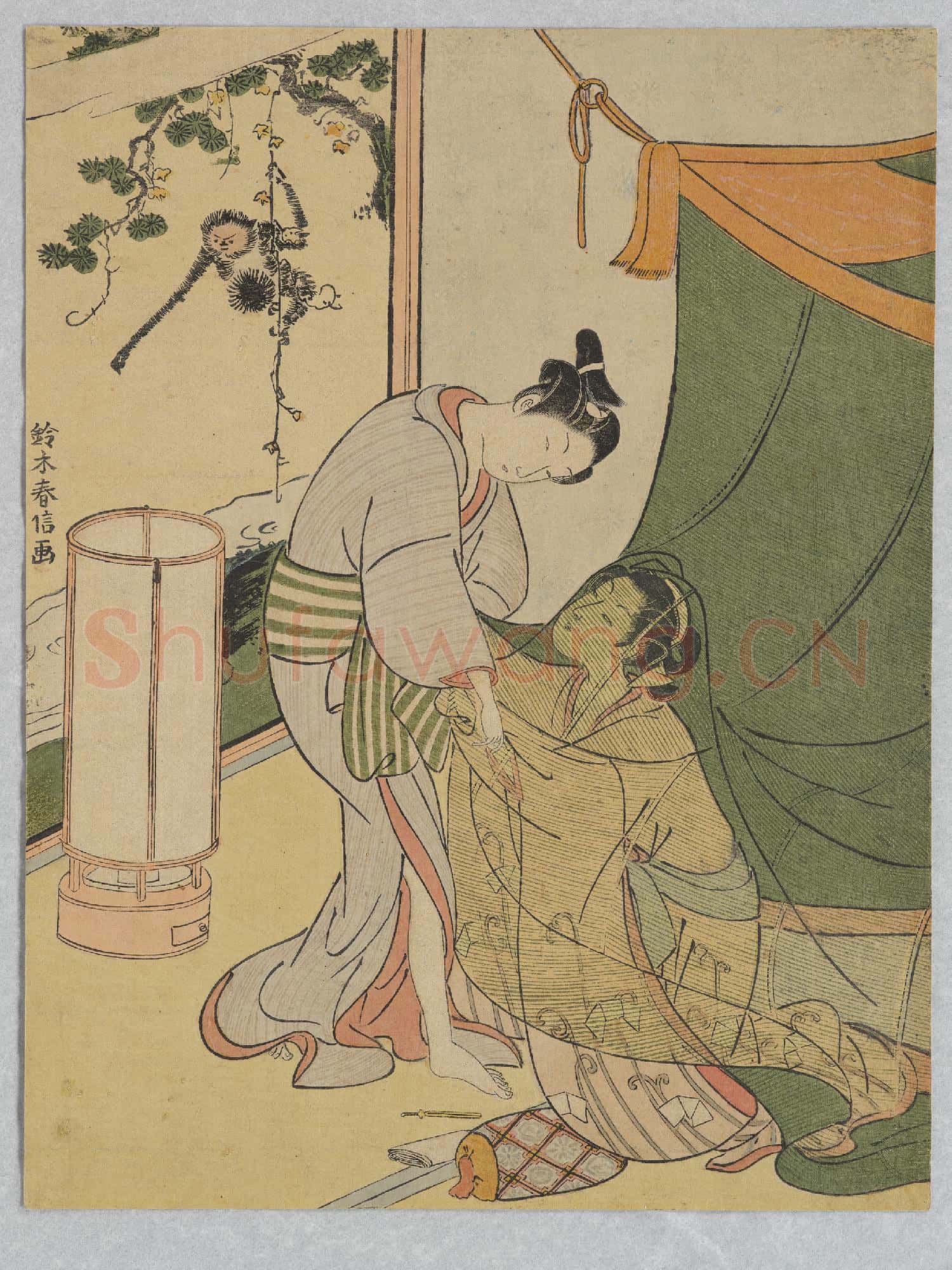 日本江戶時代鈴木春信早晨的別離圖
