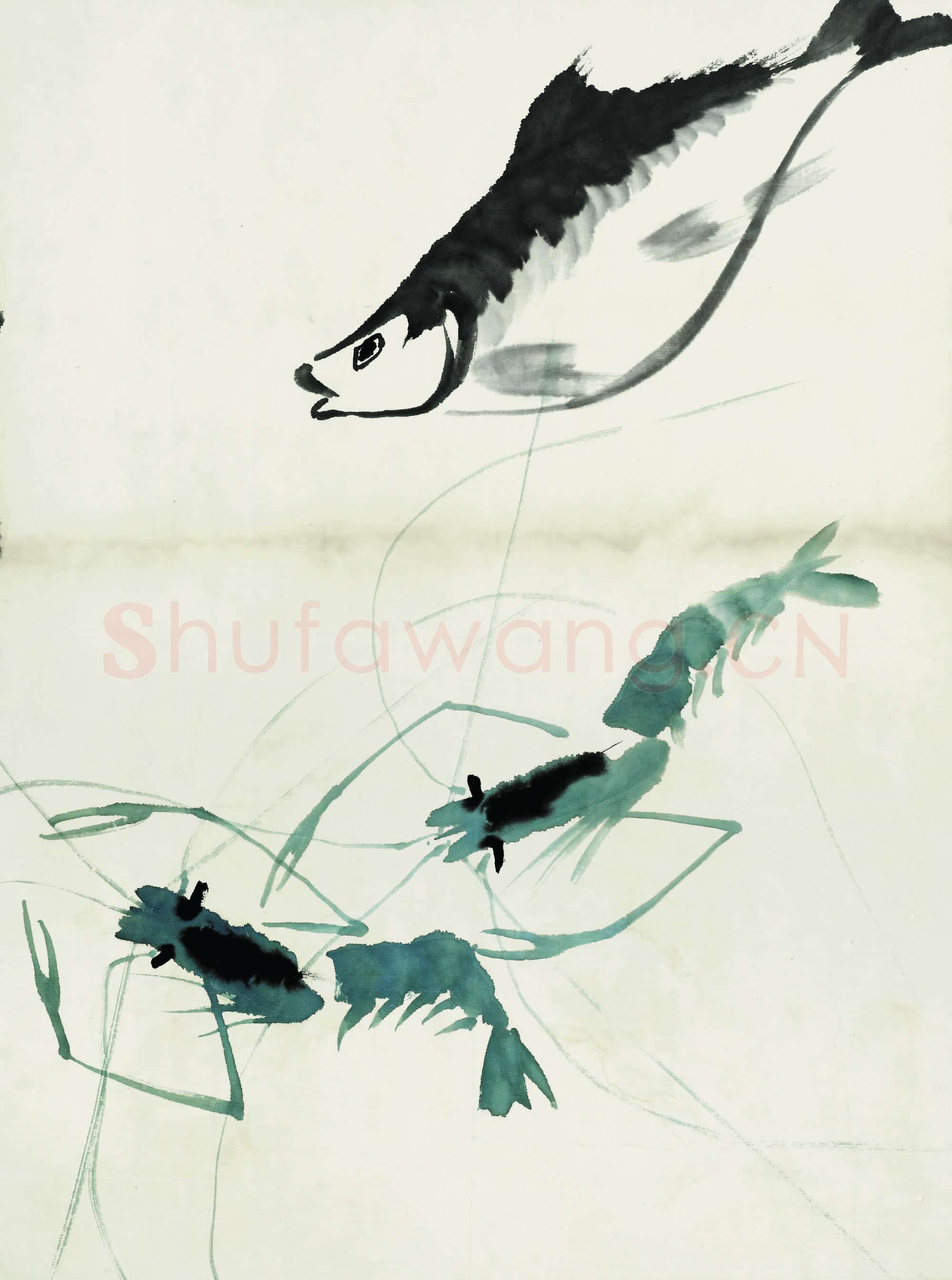 近现代 齐白石国画 鱼虾册页-12