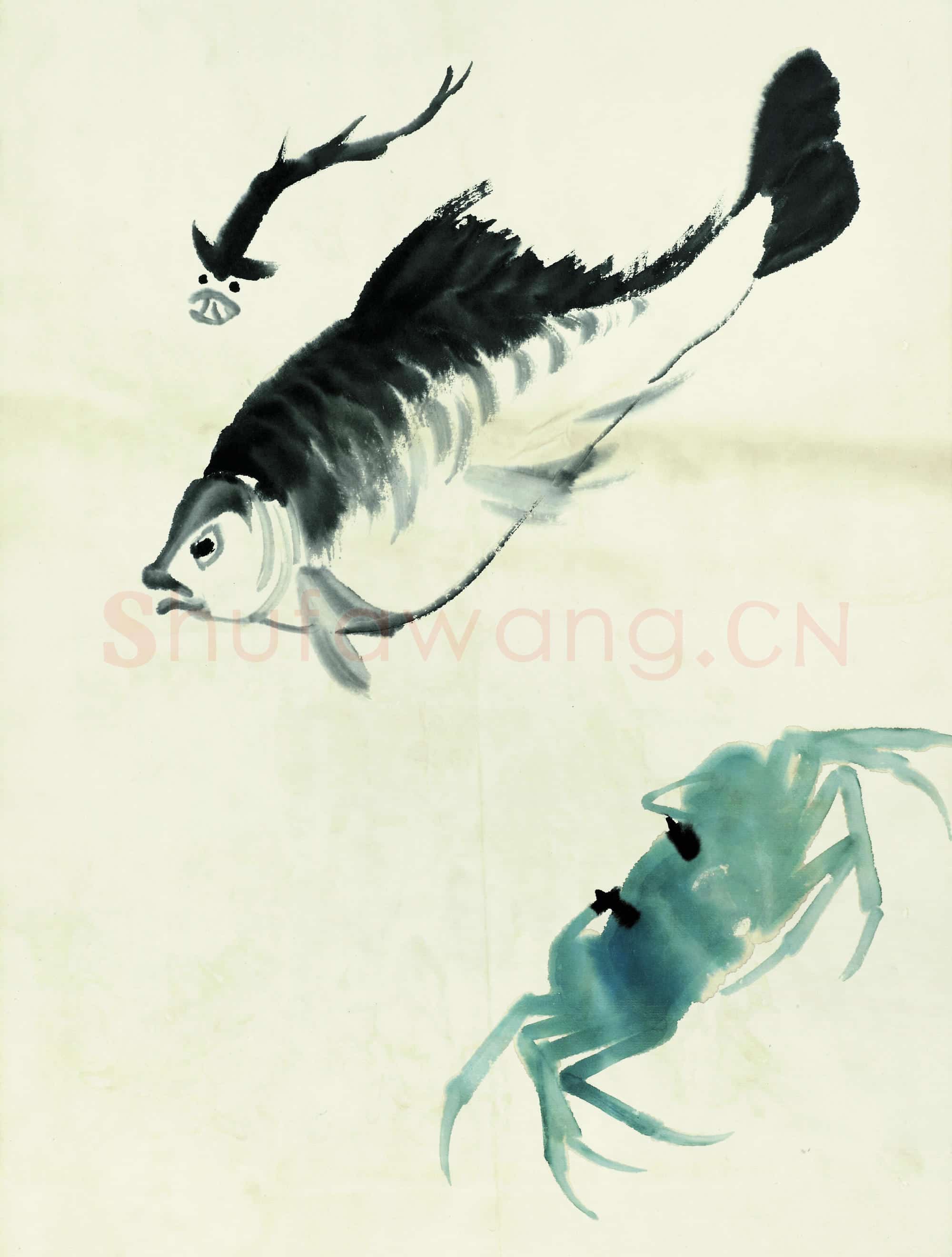 近现代 齐白石国画 鱼虾册页-52