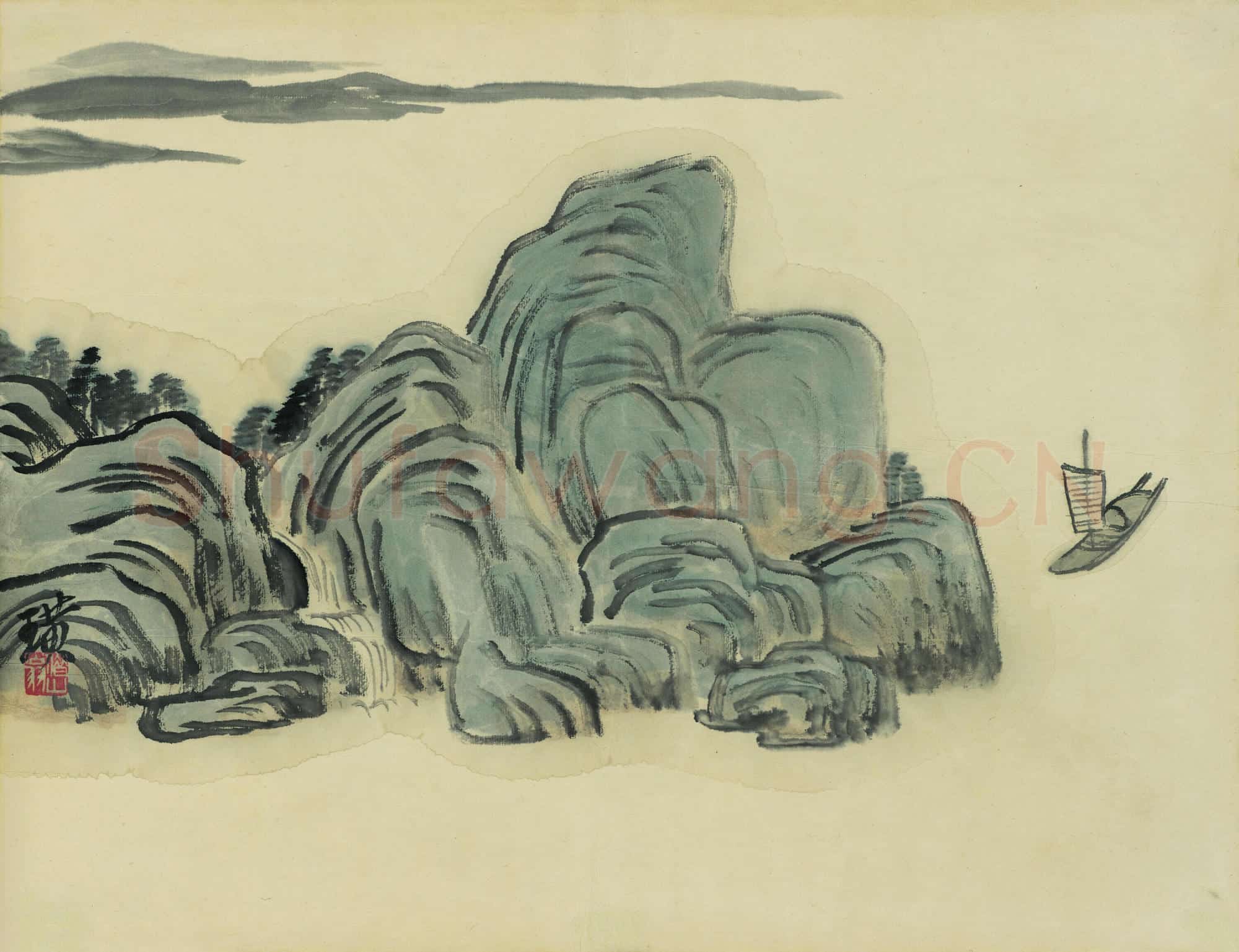 近现代 齐白石国画山水作品 借山图册-08