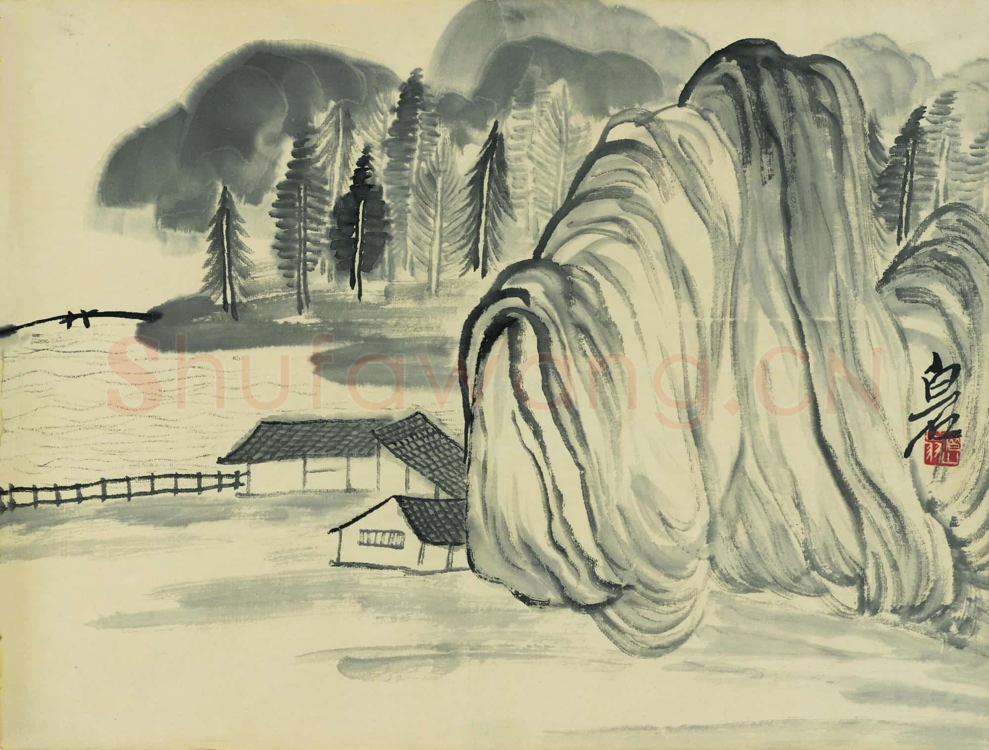 齐白石 借山图册-17