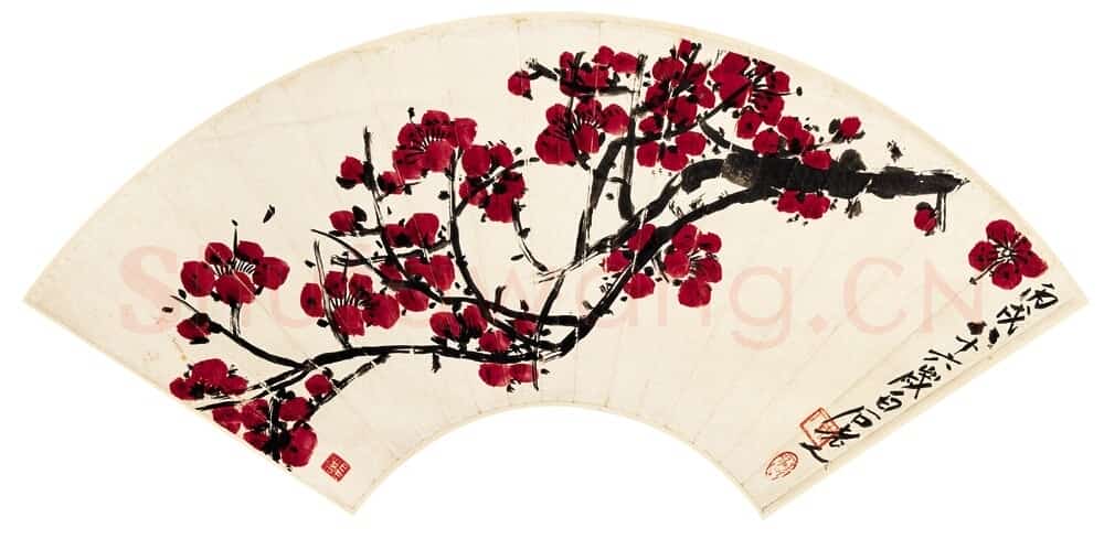 近现代 齐白石国画花鸟扇面作品 扇面 正面-04