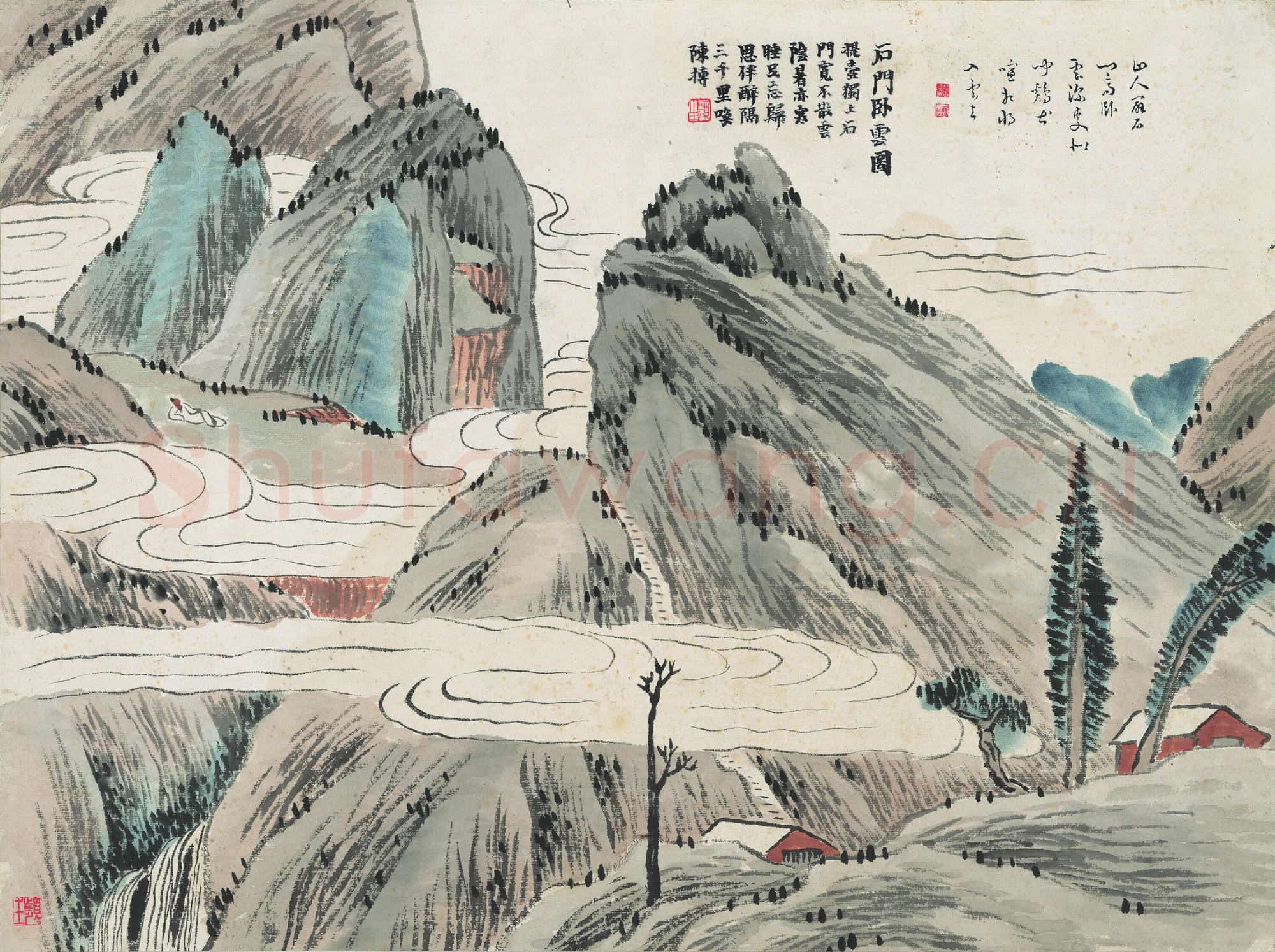 齐白石 石门卧云图