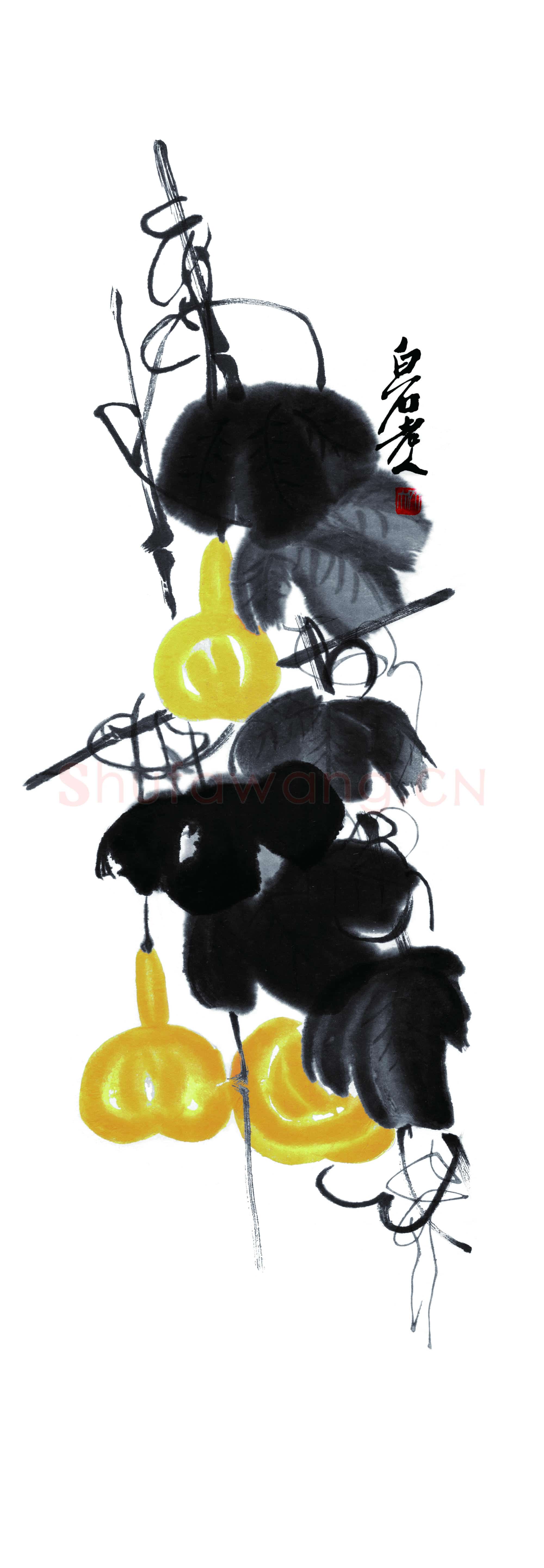 近现代 齐白石国画 葫芦