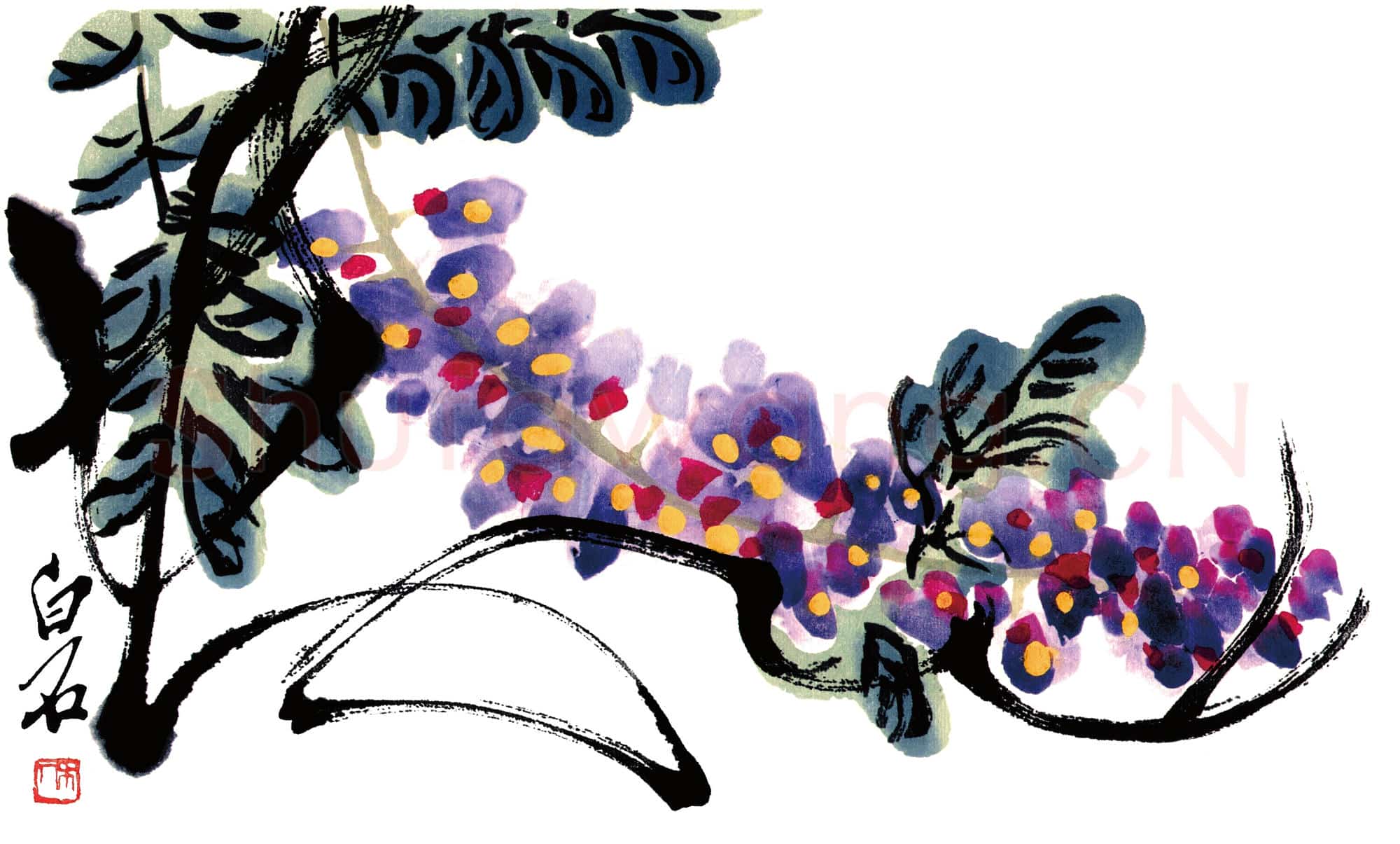 齐白石《紫藤》荣宝斋