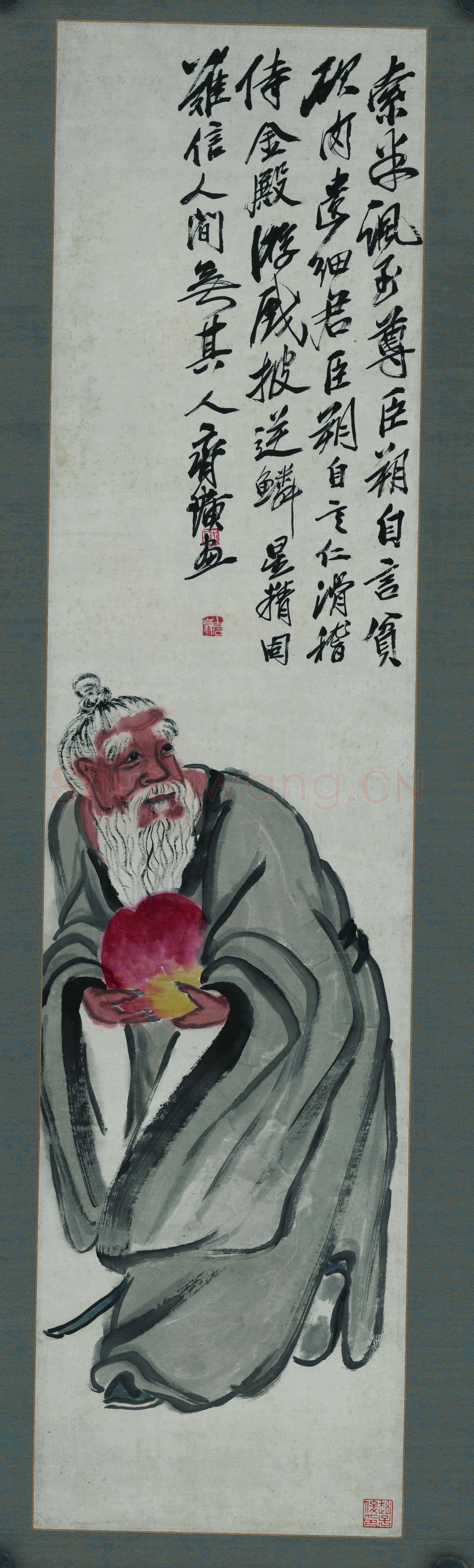 齐白石 东方朔偷桃图