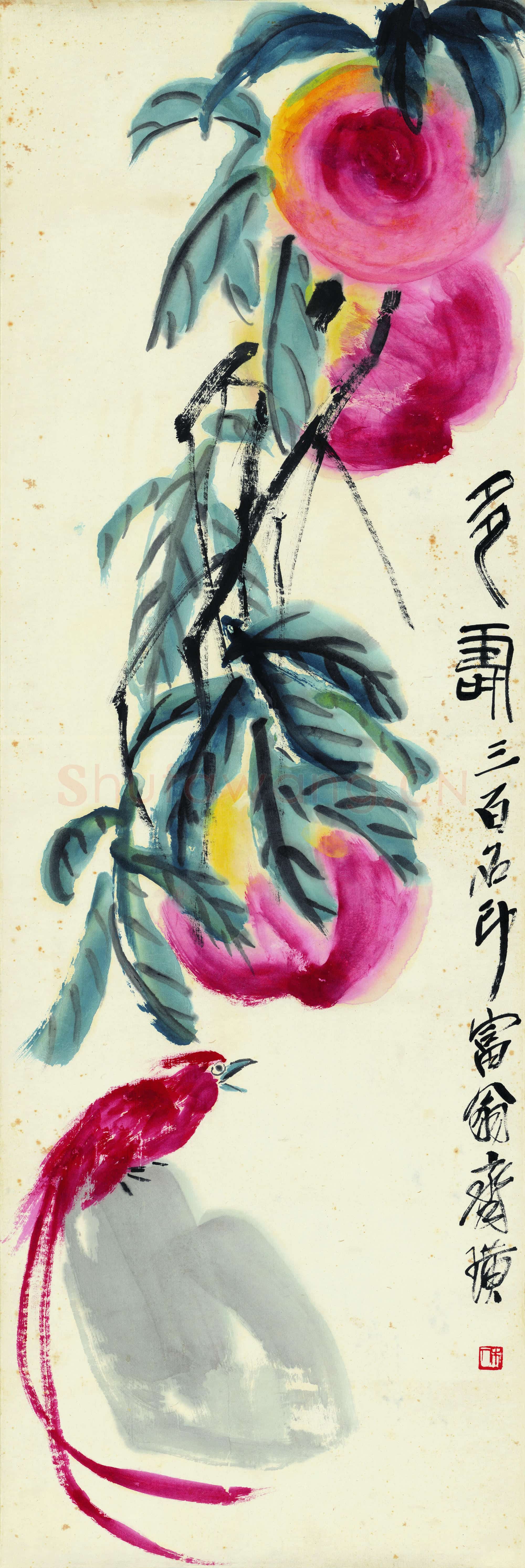 近现代 齐白石国画 多寿图-01