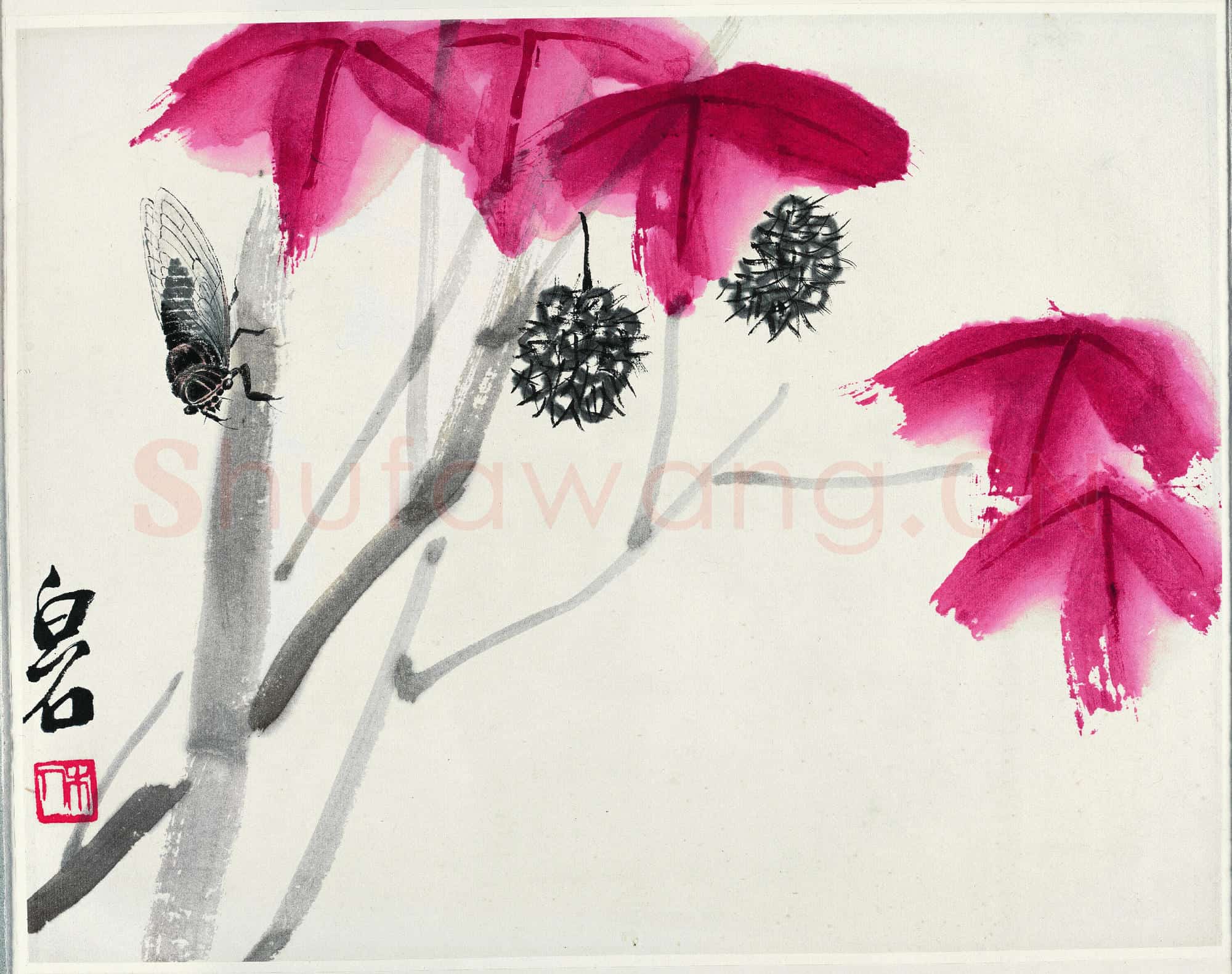 齐白石 红叶秋蝉