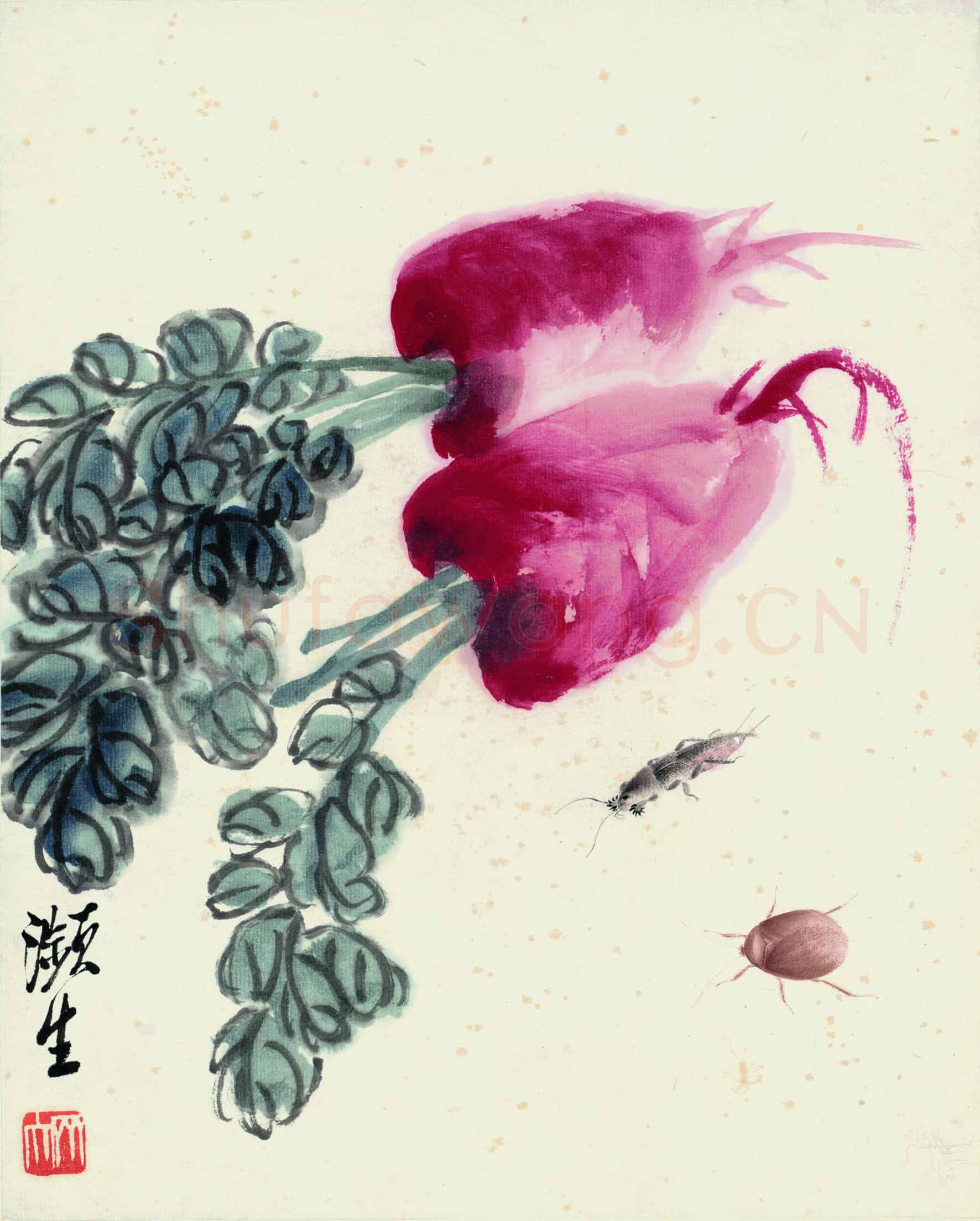 近现代 齐白石国画 可惜无声-01