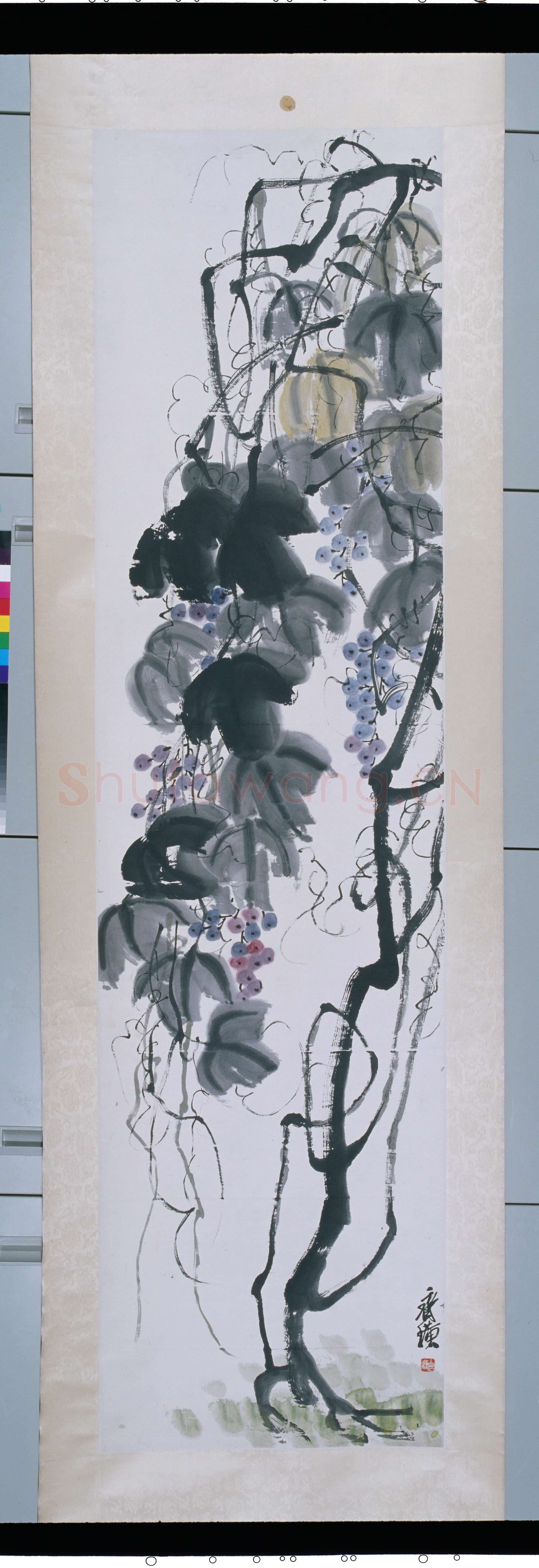 近现代 齐白石国画 葡萄藤扫描
