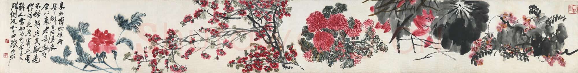 近现代 齐白石国画 折枝花卉卷