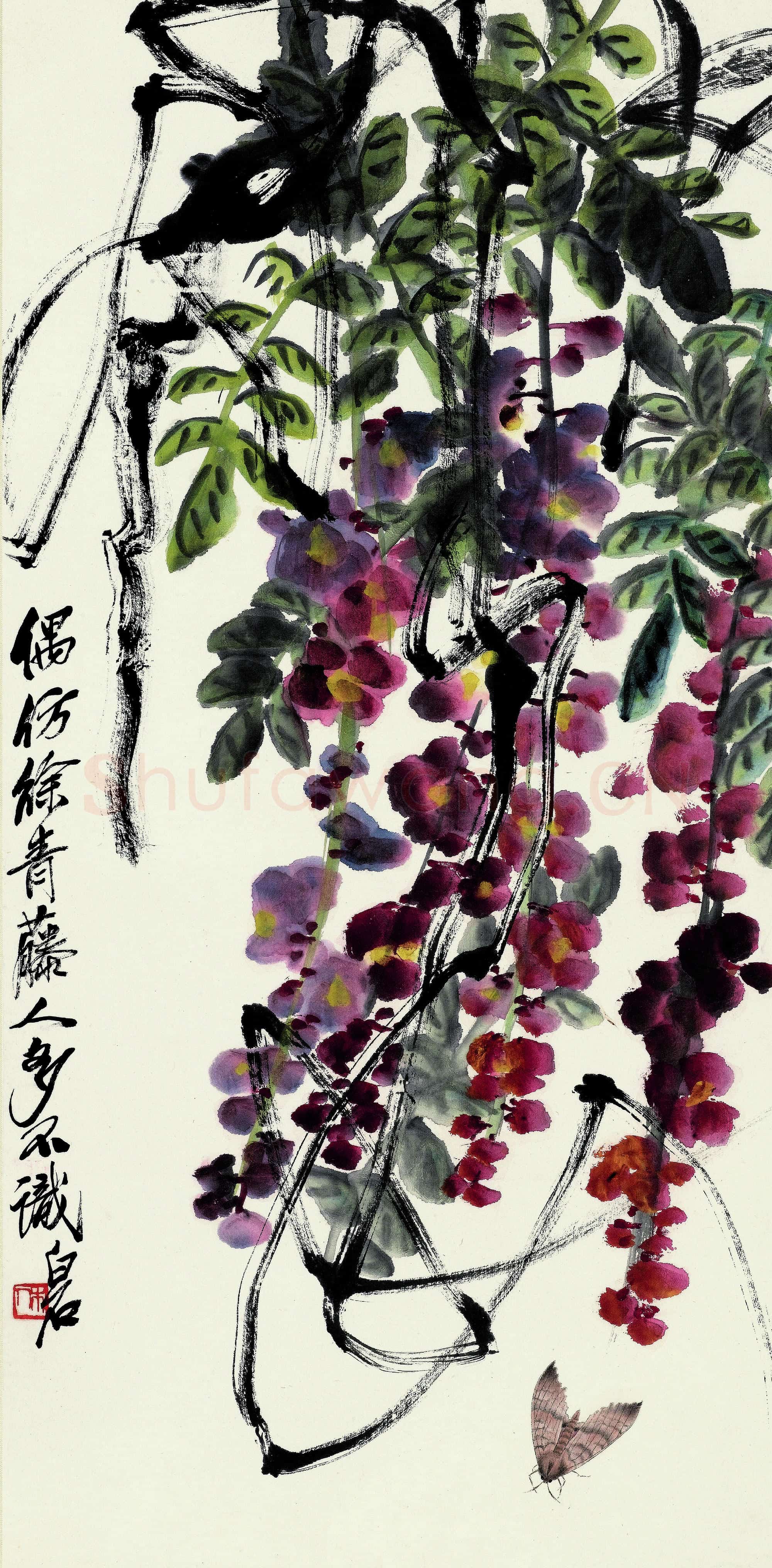 近现代 齐白石国画 紫藤-02