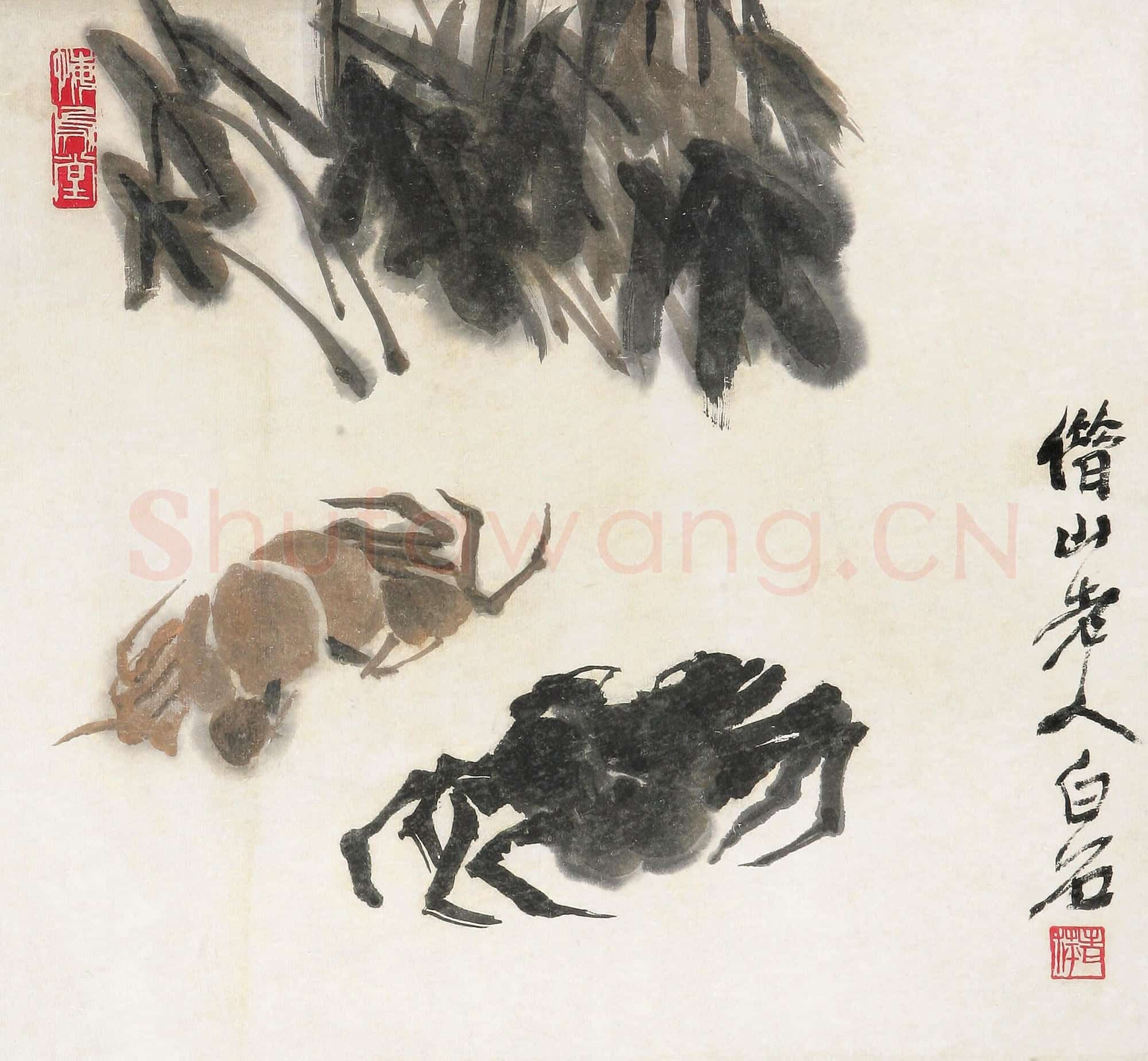 近现代 齐白石国画 螃蟹图