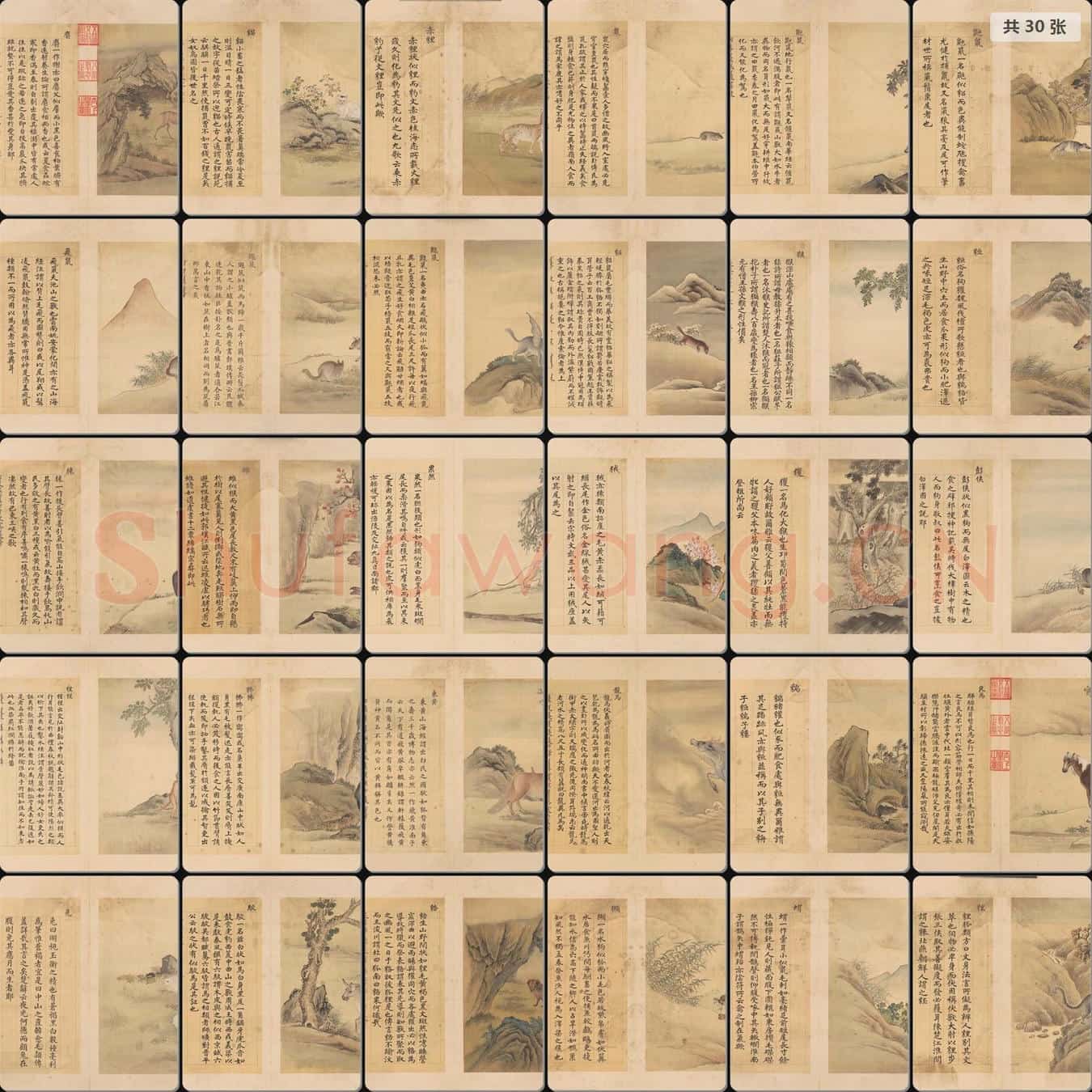 清 余省 张为邦 合画兽谱册第二册