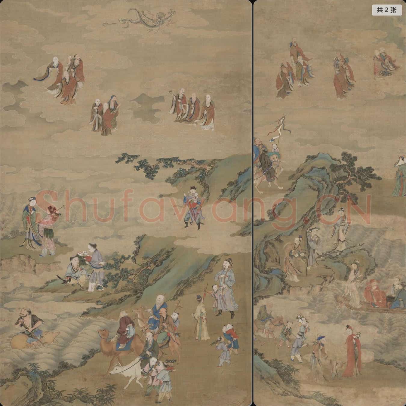 清 佚名 群仙祝寿贴落