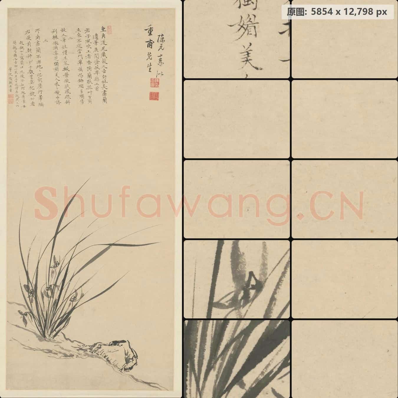 明 陈元素 兰竹轴