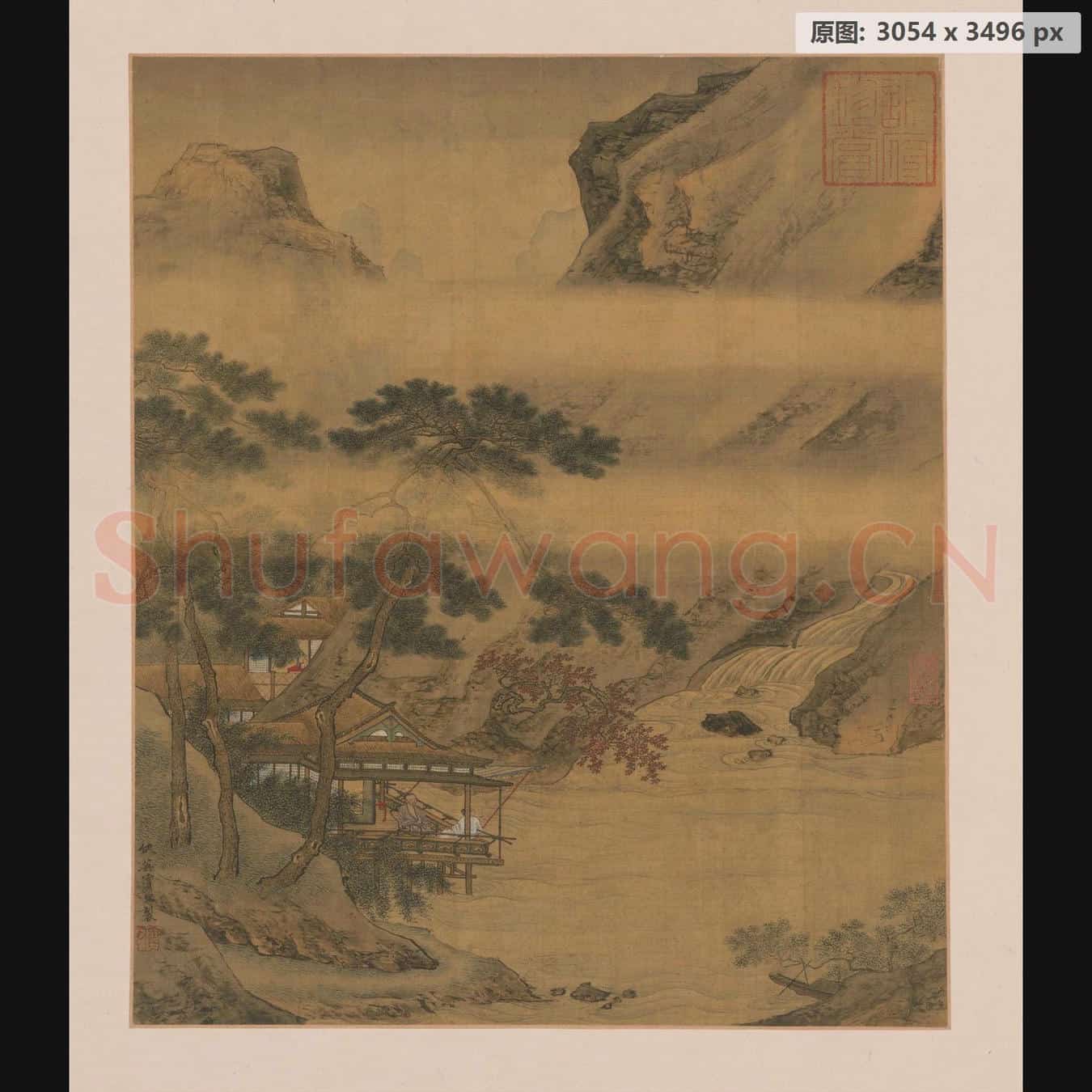 明 仇英 临溪水阁图页