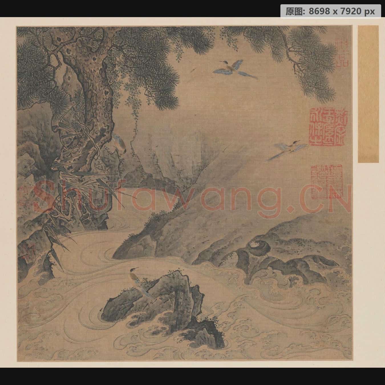 南宋 佚名 松涧山禽图页
