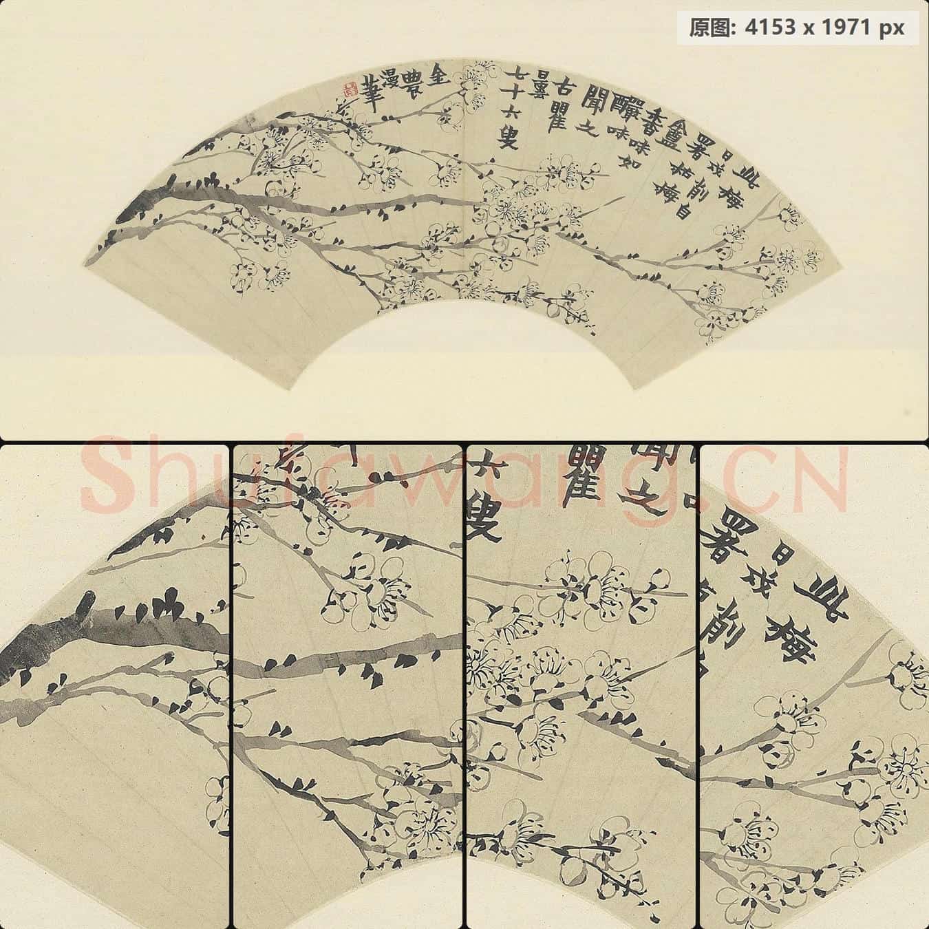 清 金农 梅花图扇