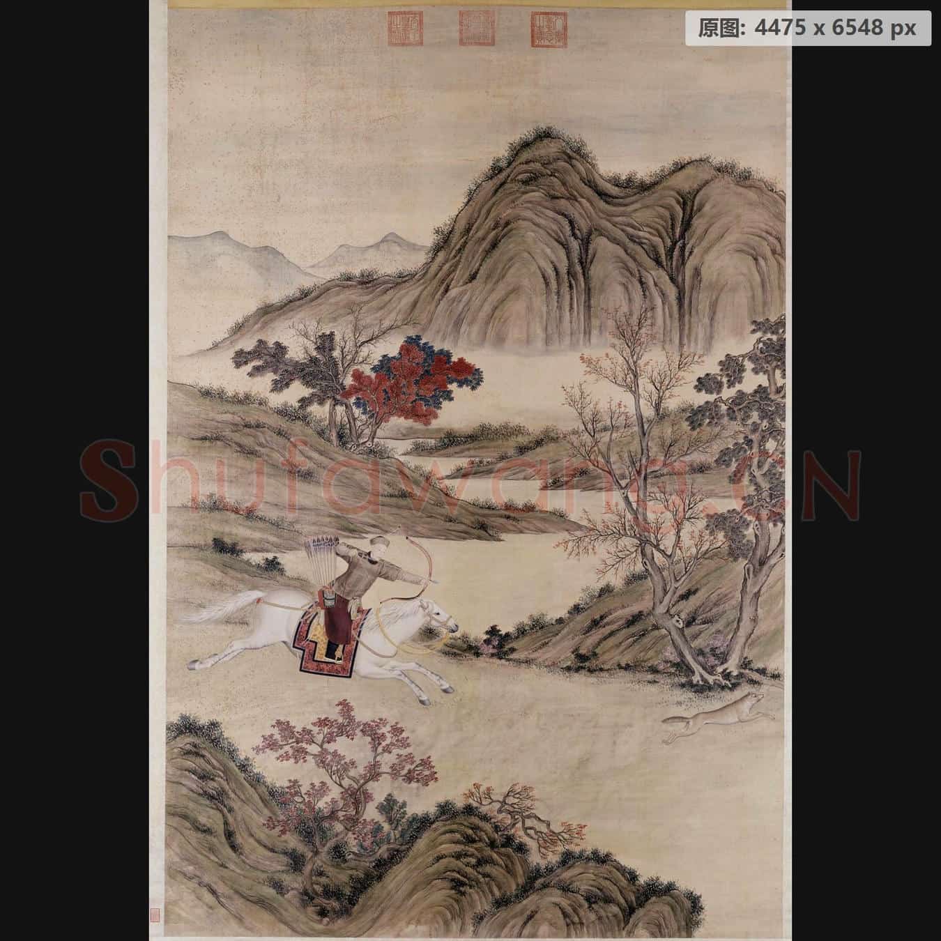 清 郎世宁等 乾隆皇帝射狼图轴