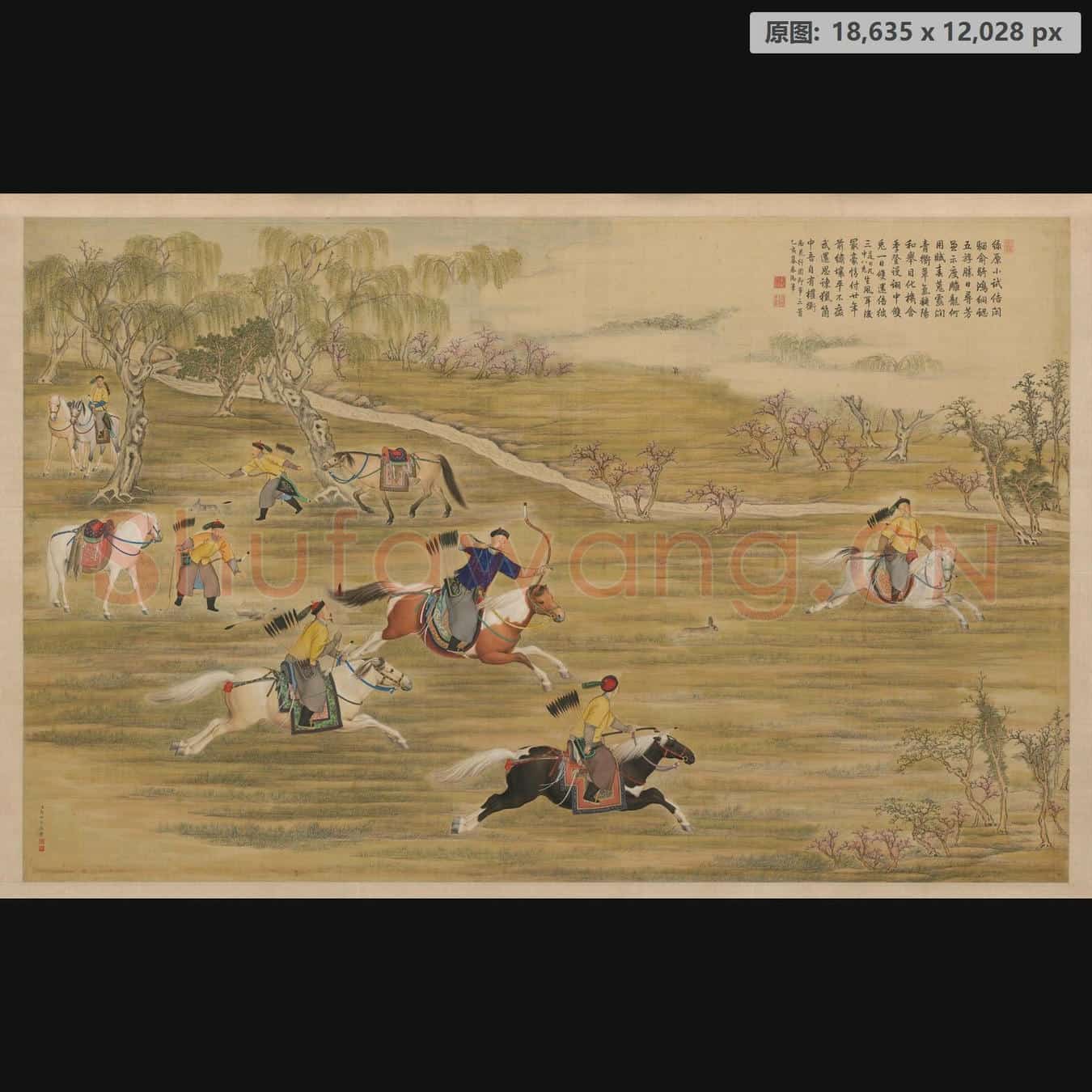 清 郎世宁等 乾隆皇帝射猎图轴