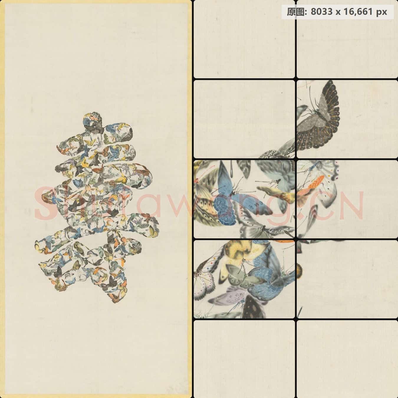 清 佚名 百蝶寿字图轴
