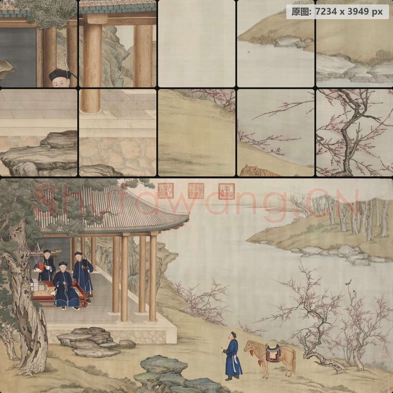 清 佚名 弘历马箭图横轴