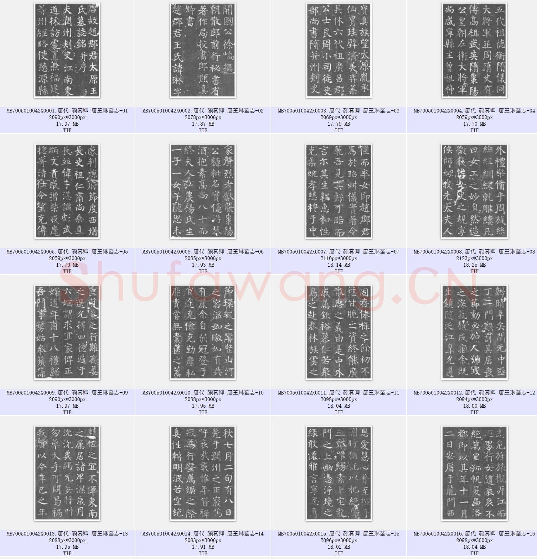 唐代 颜真卿 唐王琳墓志 楷书 24张