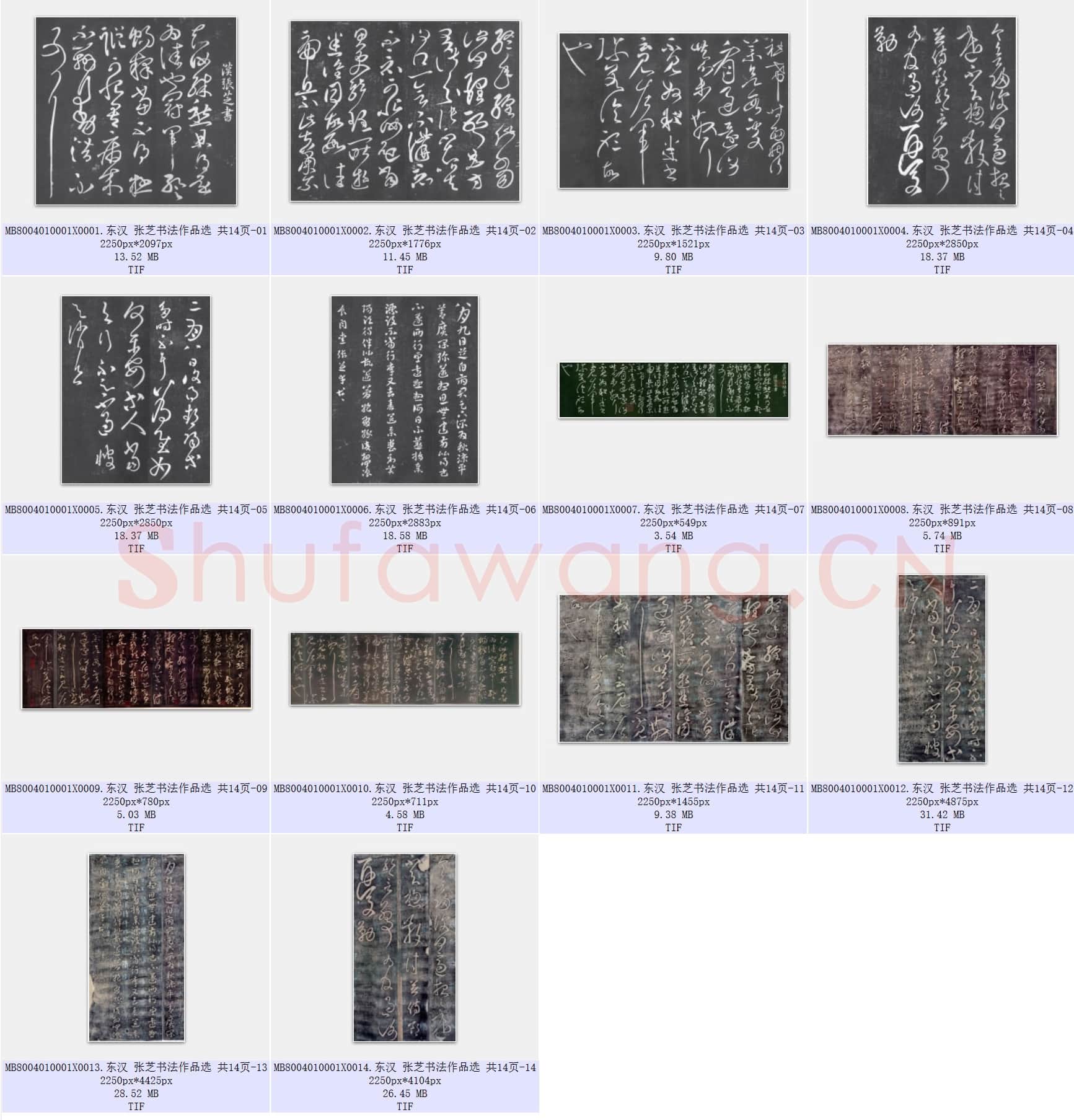 东汉 张芝书法作品选 共14页