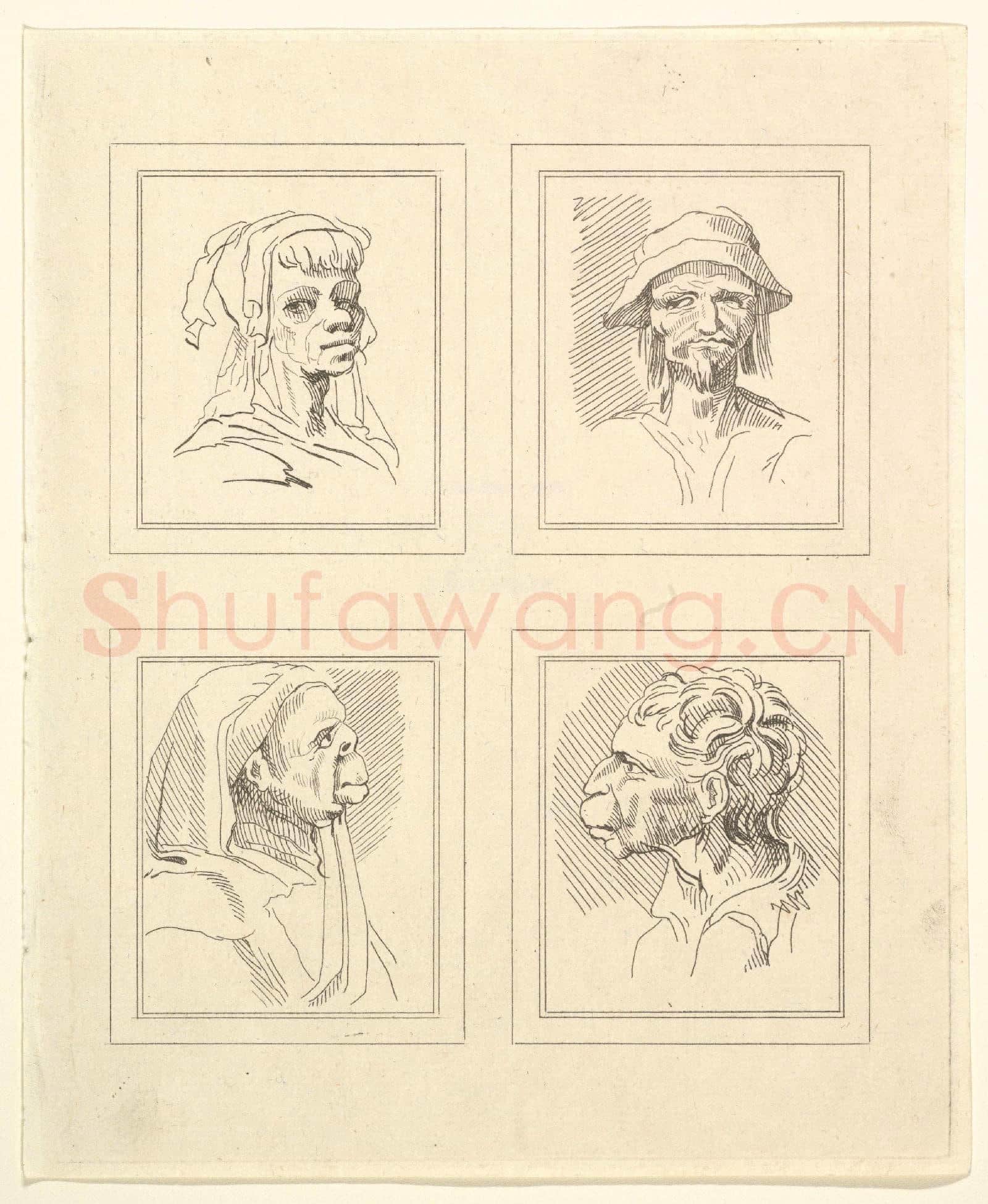 After Wenceslaus Hollar-Four Heads 2.tif