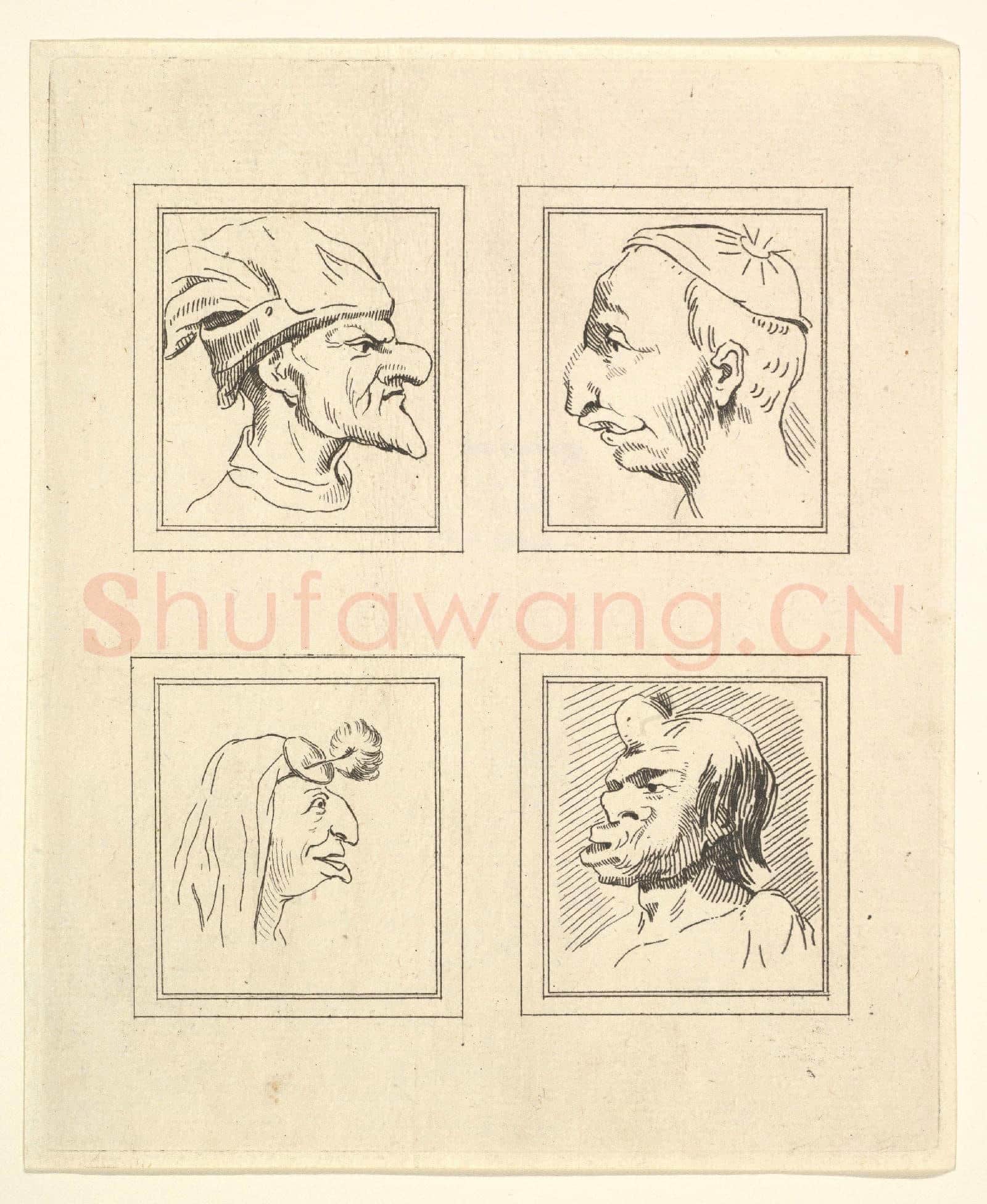 After Wenceslaus Hollar-Four Heads16.tif