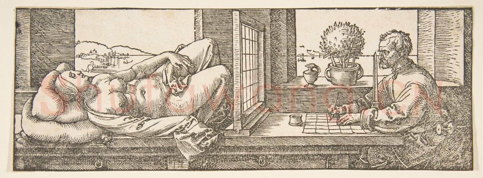 Albrecht Dürer-Draughtsman Making a Perspective Drawing of a Reclining Woman.tif