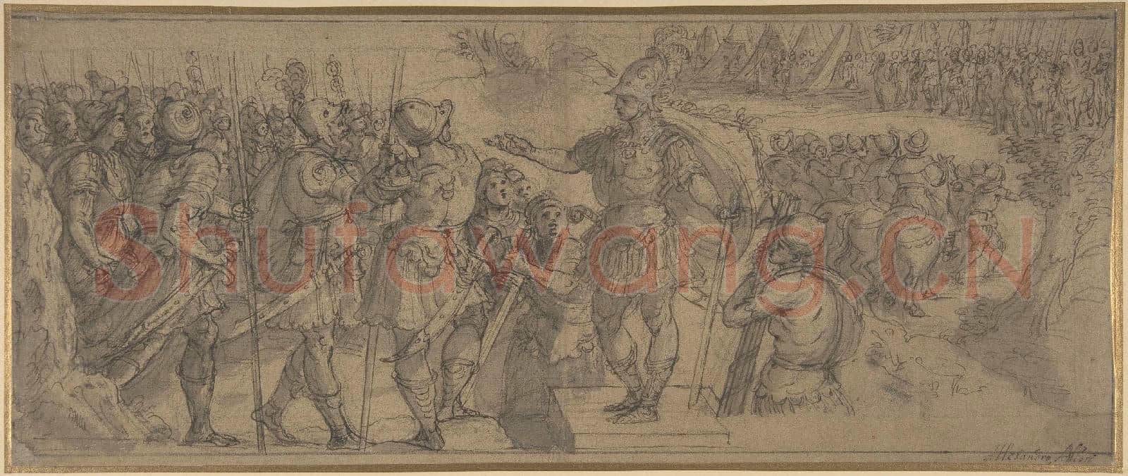 Alessandro Allori-Design for a Narrative Frieze A Commander Addressing His Troops.tif