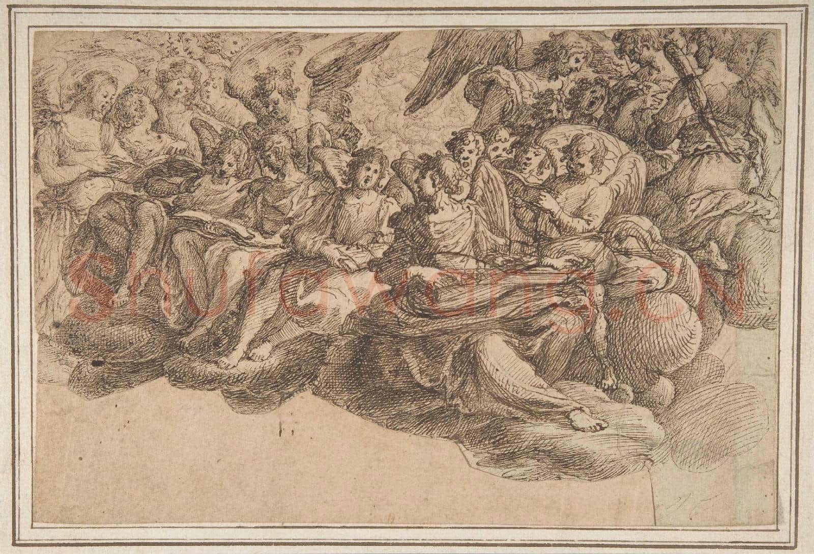 Andrea Commodi-Music-Making Angels Seated on Clouds.tif