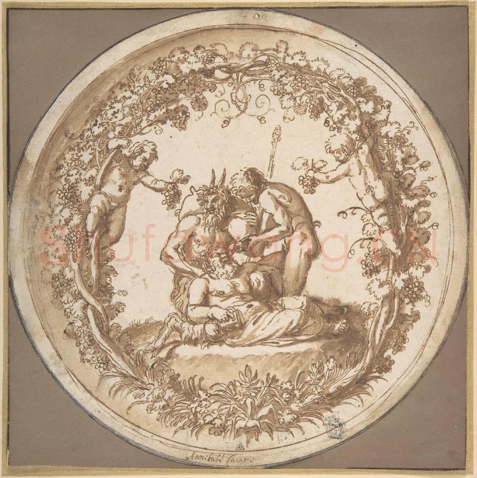 Annibale Carracci-The Drunken SiIenus Design for the Tazza Farnese.tif