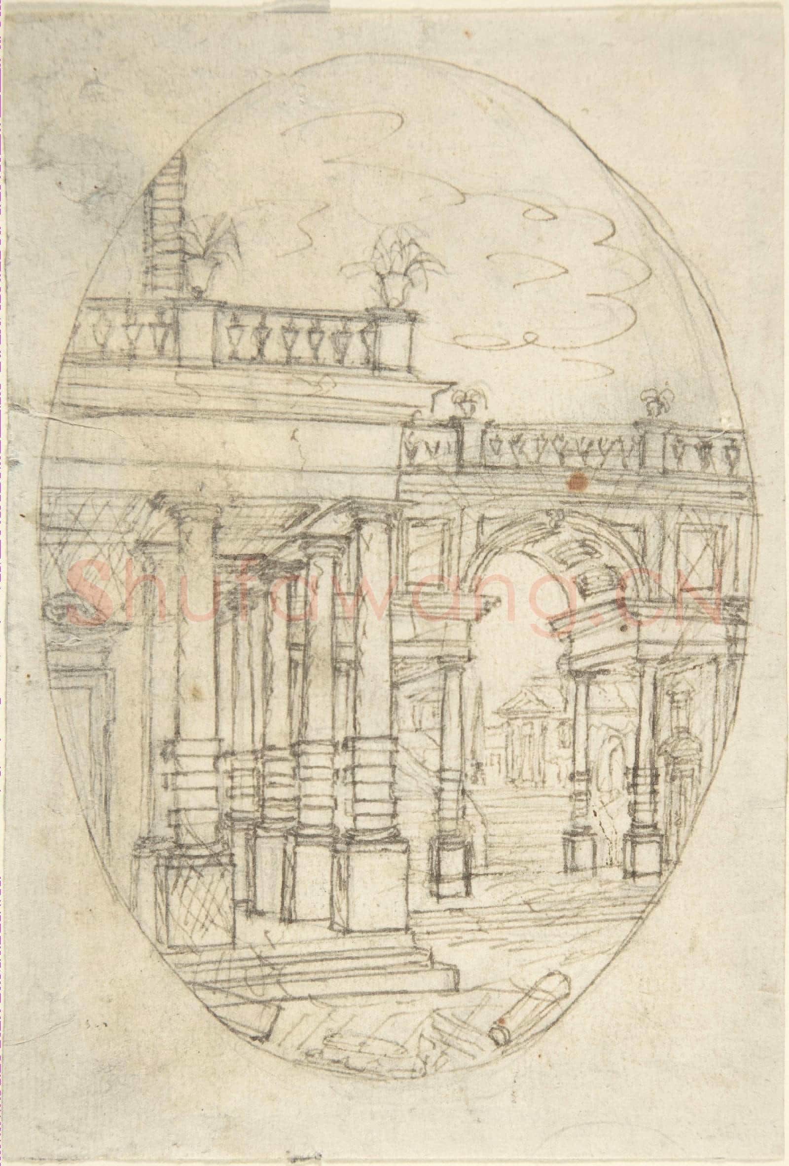 Anonymous-Architectural Drawing(recto)Sketch of a Figure(verso).tif