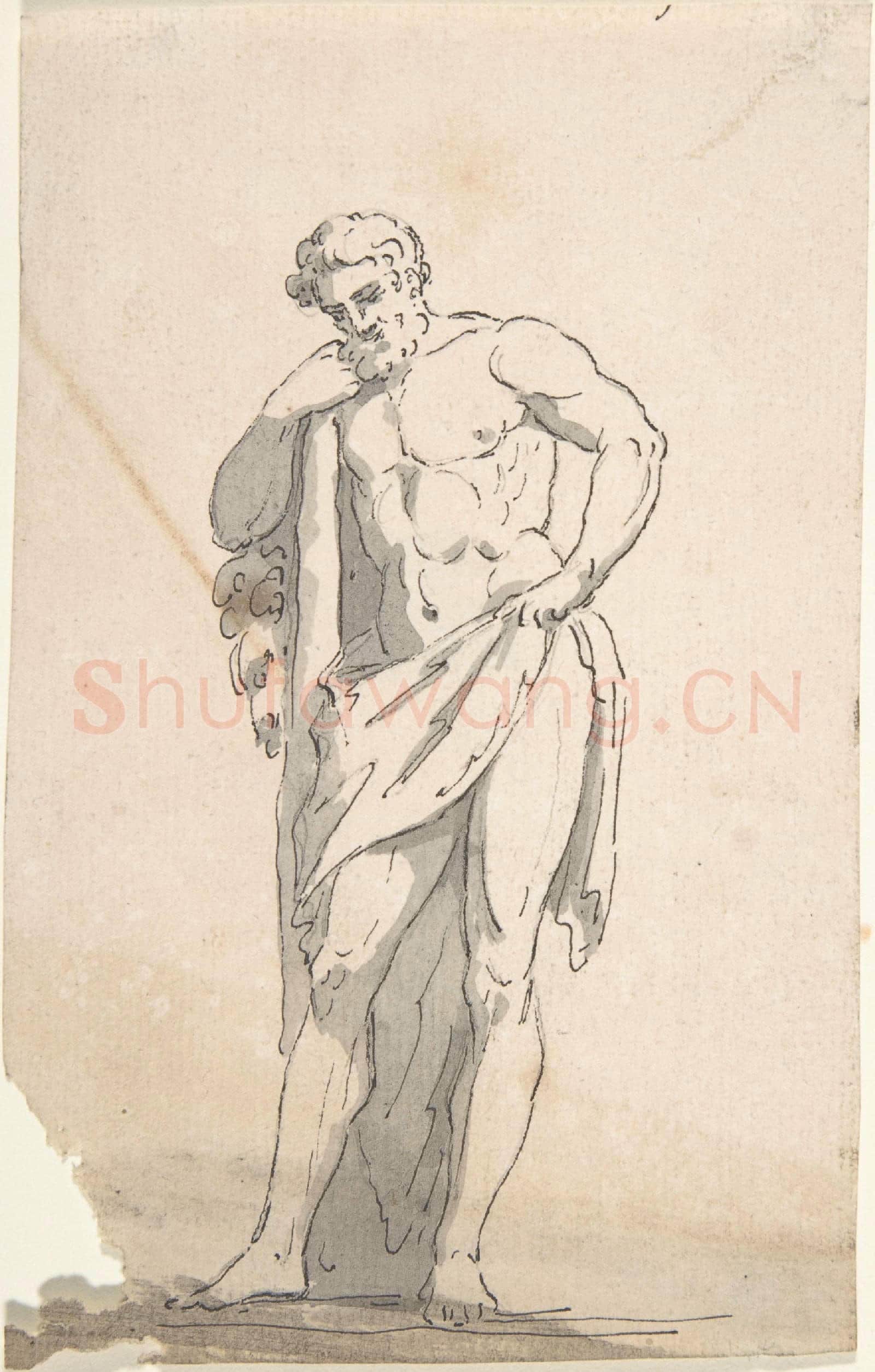 Anonymous-Drawing after Male Statue Leaning on Tree Trunk.tif