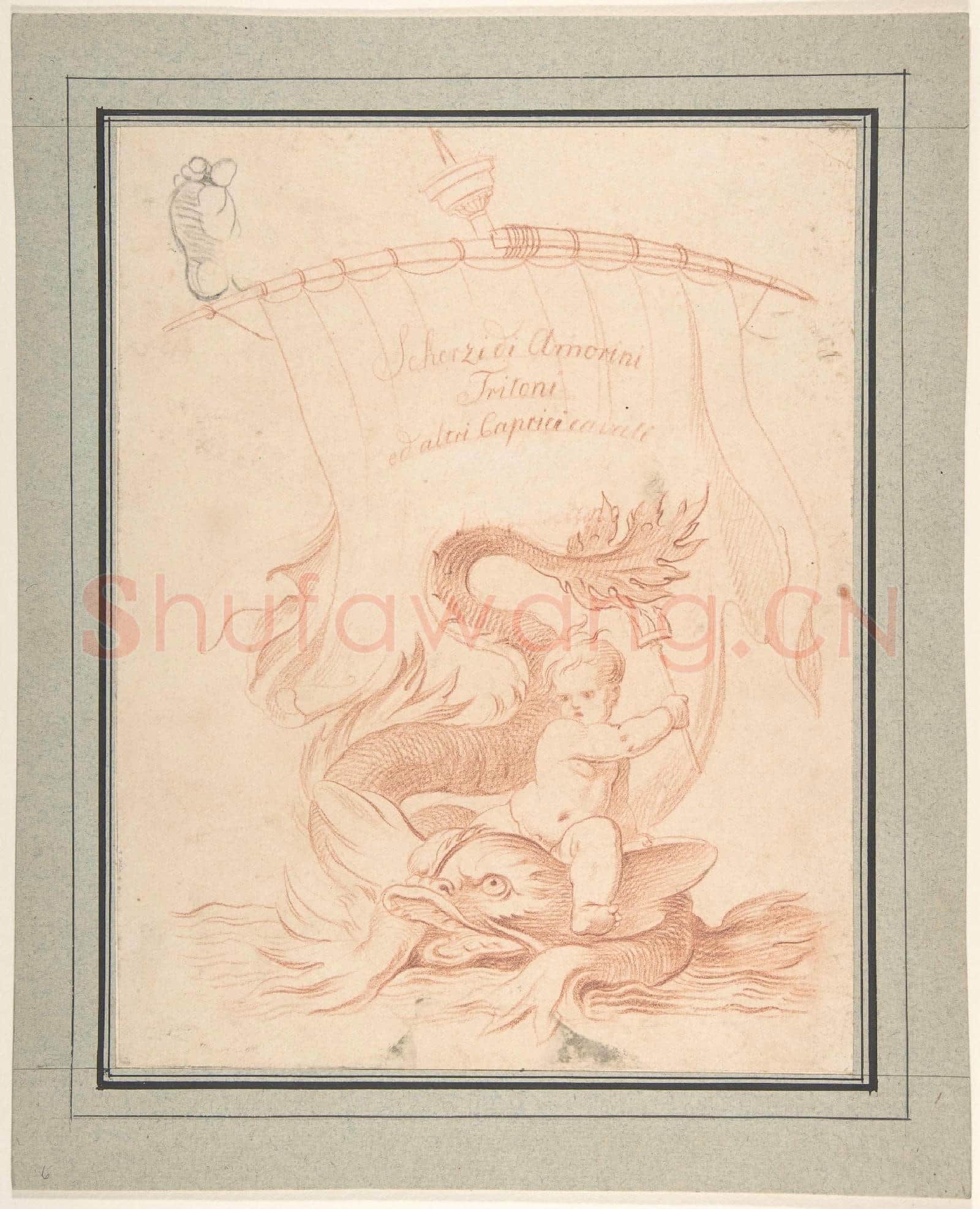 Anonymous-Drawing for Title Page with Amorini Riding a Dolphin.tif