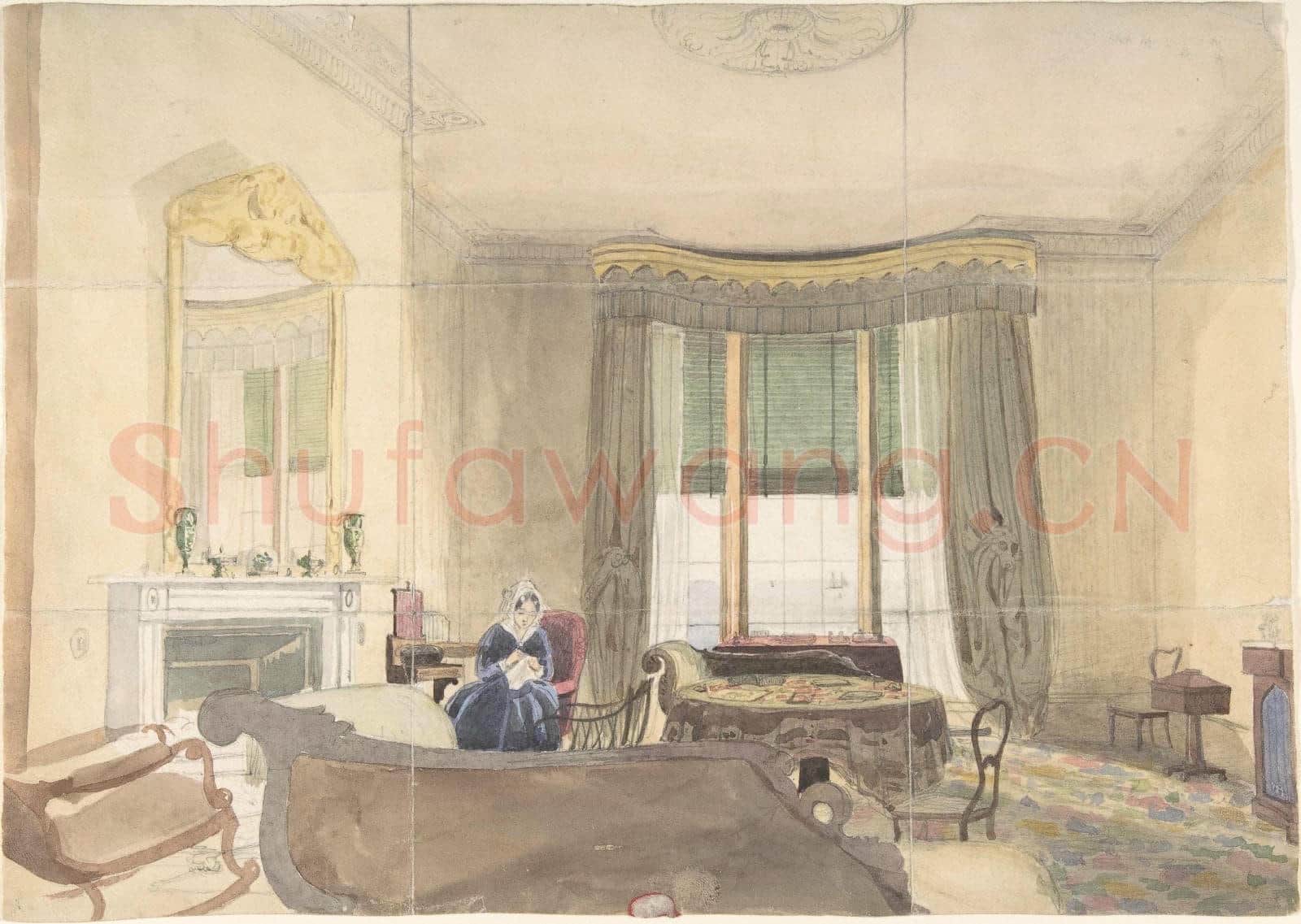 Anonymous-Drawing Room with Seated Woman.tif