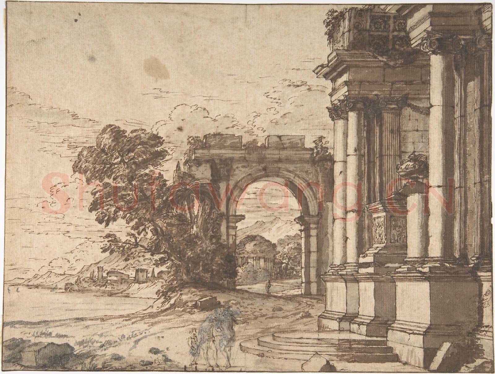 Anonymous-Landscape with Classical Architecture by a Lake.tif