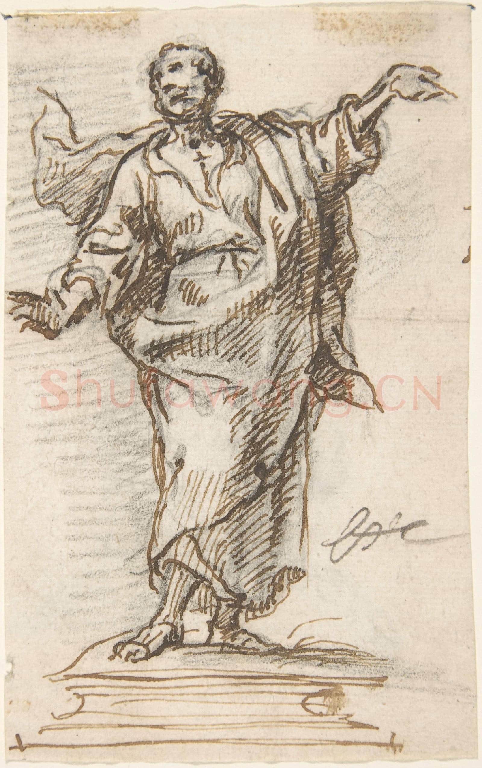 Anonymous-Male Saint Standing on a Pedestal with Arms Extended Standing or Kneeling Male Saint.tif