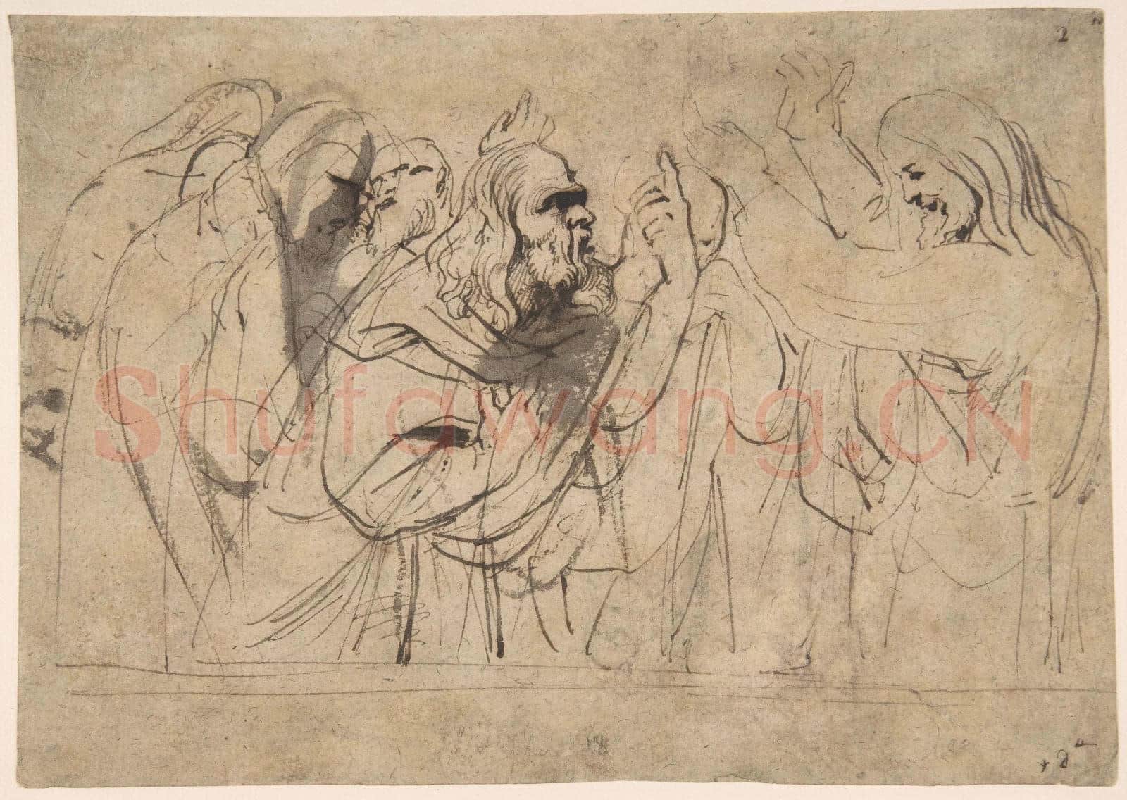 Anthony van Dyck-Christ and the Pharisees; verso; Christ and a Pharisee.tif