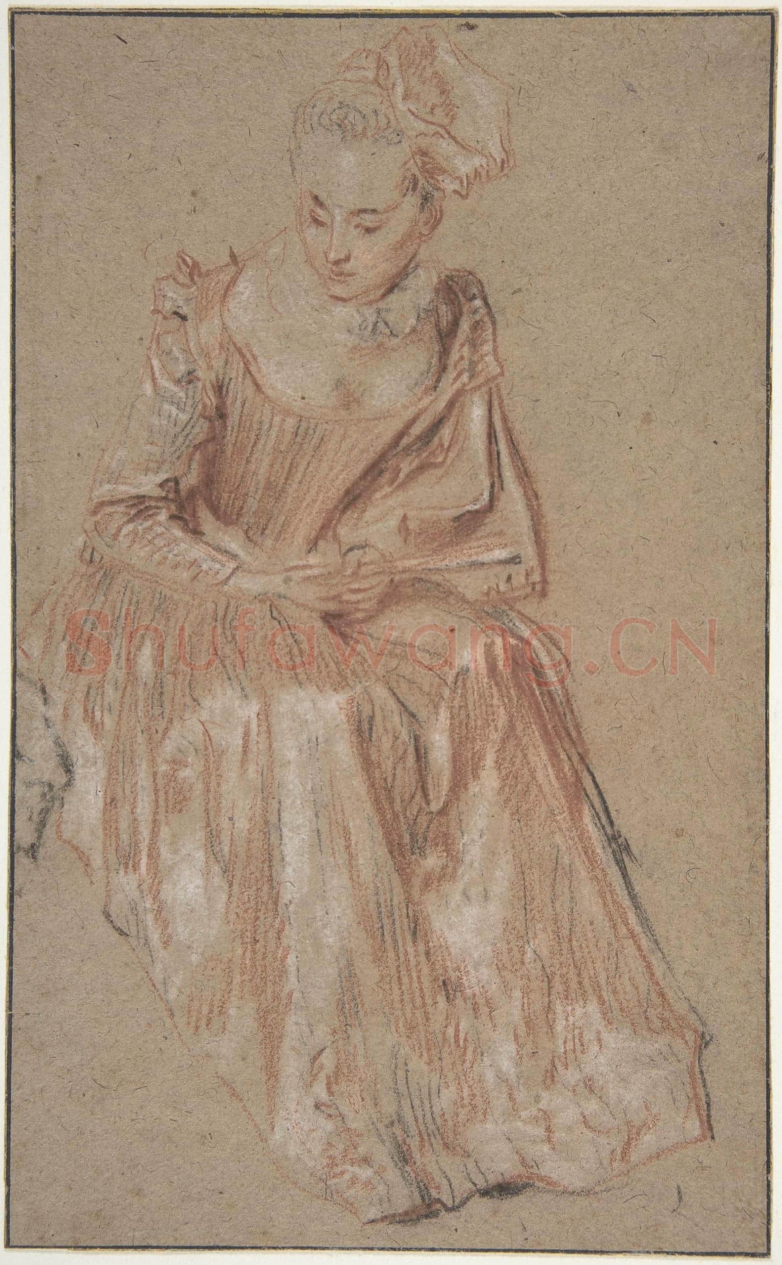 Antoine Watteau-Seated Woman Holding a Fan.tif